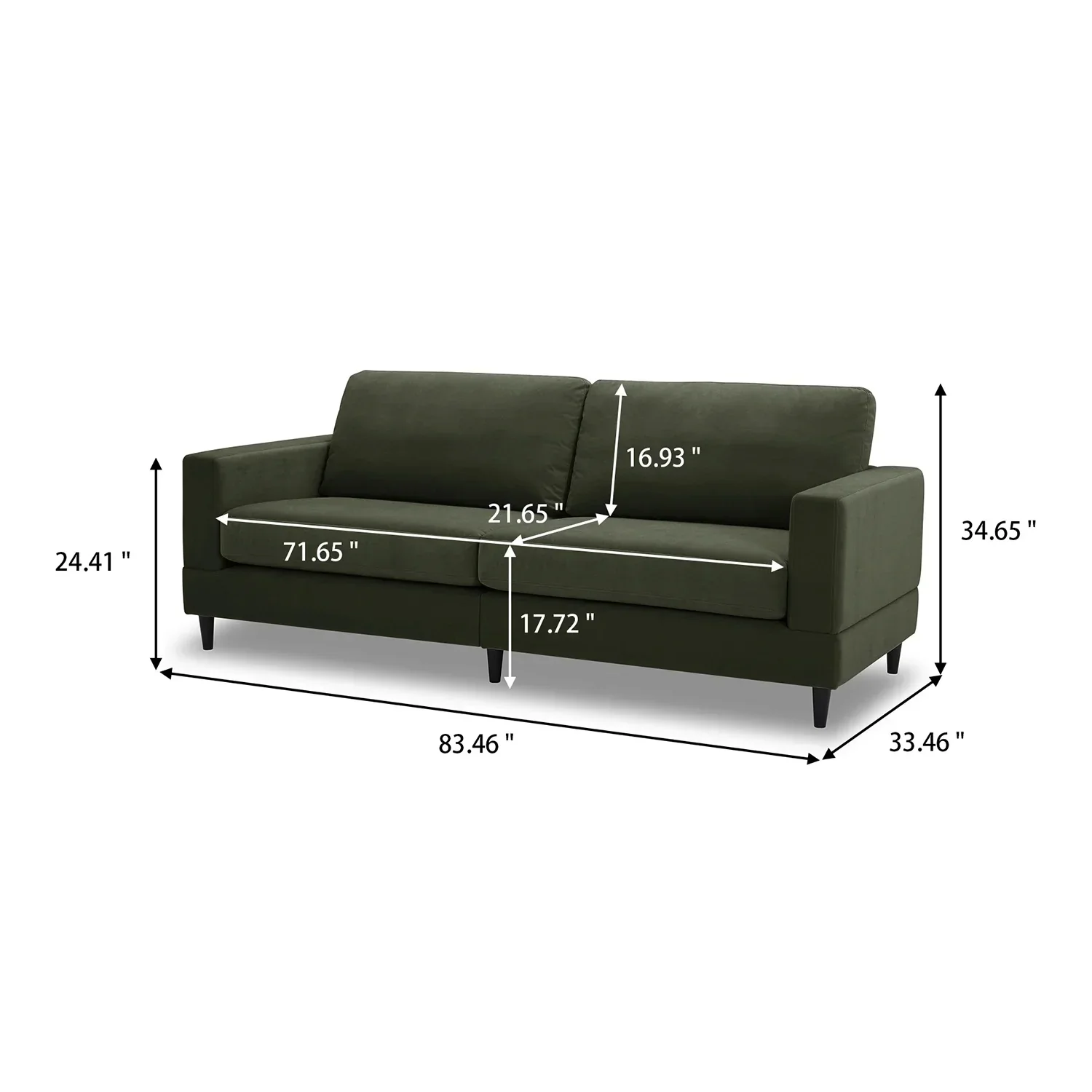 Better Homes & Gardens Springwood Wood Frame 83.46 Couch, Beige Velvet