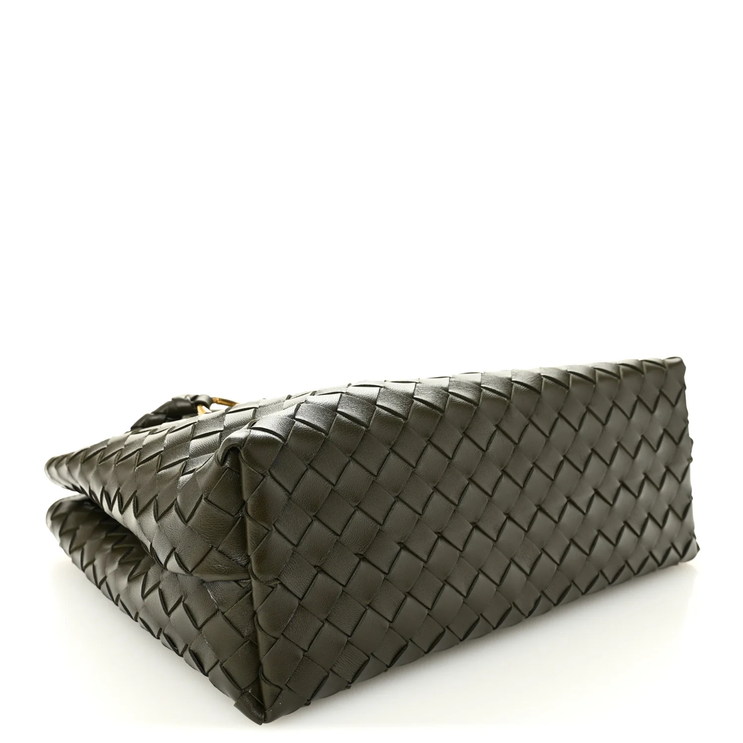 Nappa Intrecciato Medium Andiamo Shoulder Bag Kaki