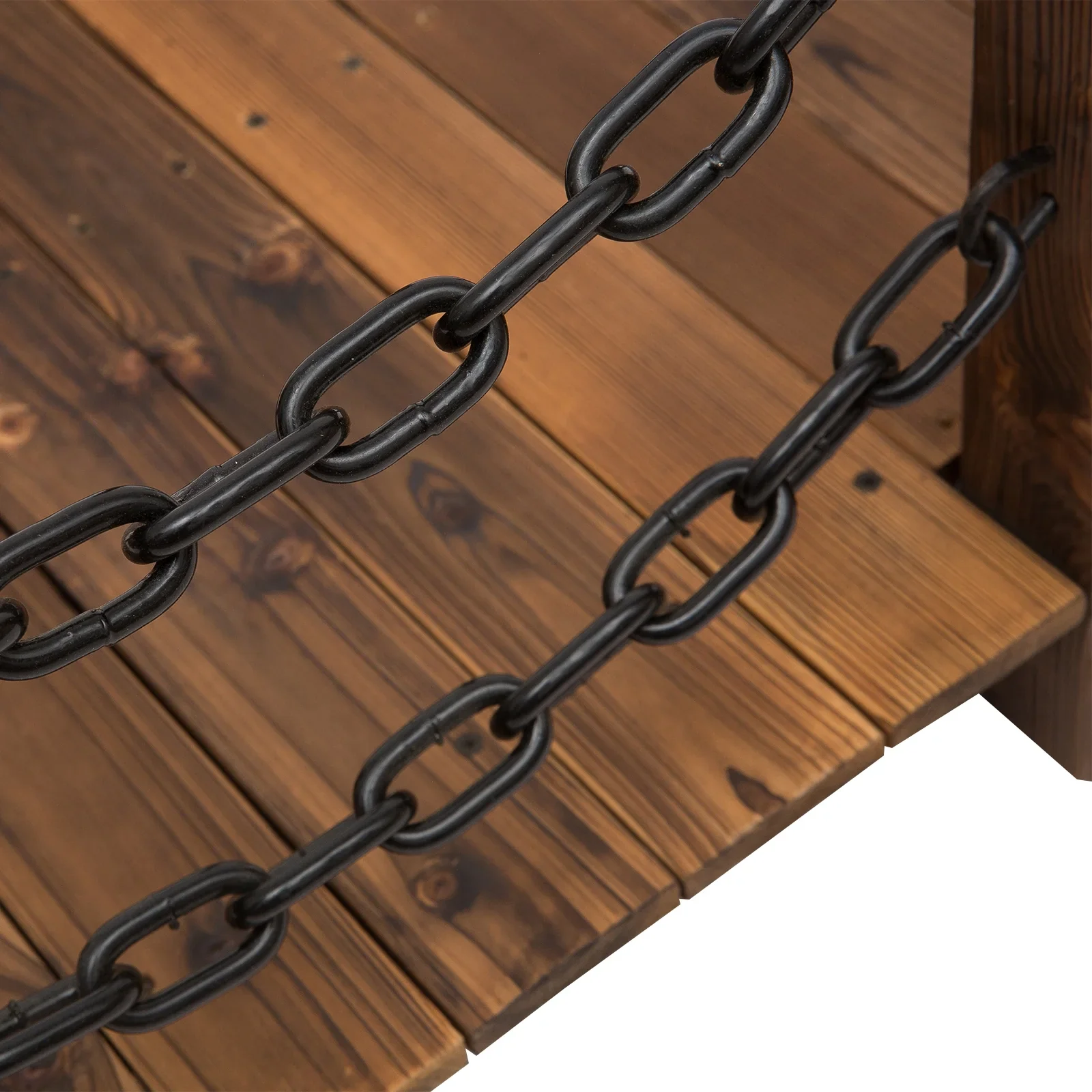 Outsunny 5 ft Wooden Garden Bridge Arc Footbridge with Metal Chain Railings & Solid Fir Construction, Carbonized