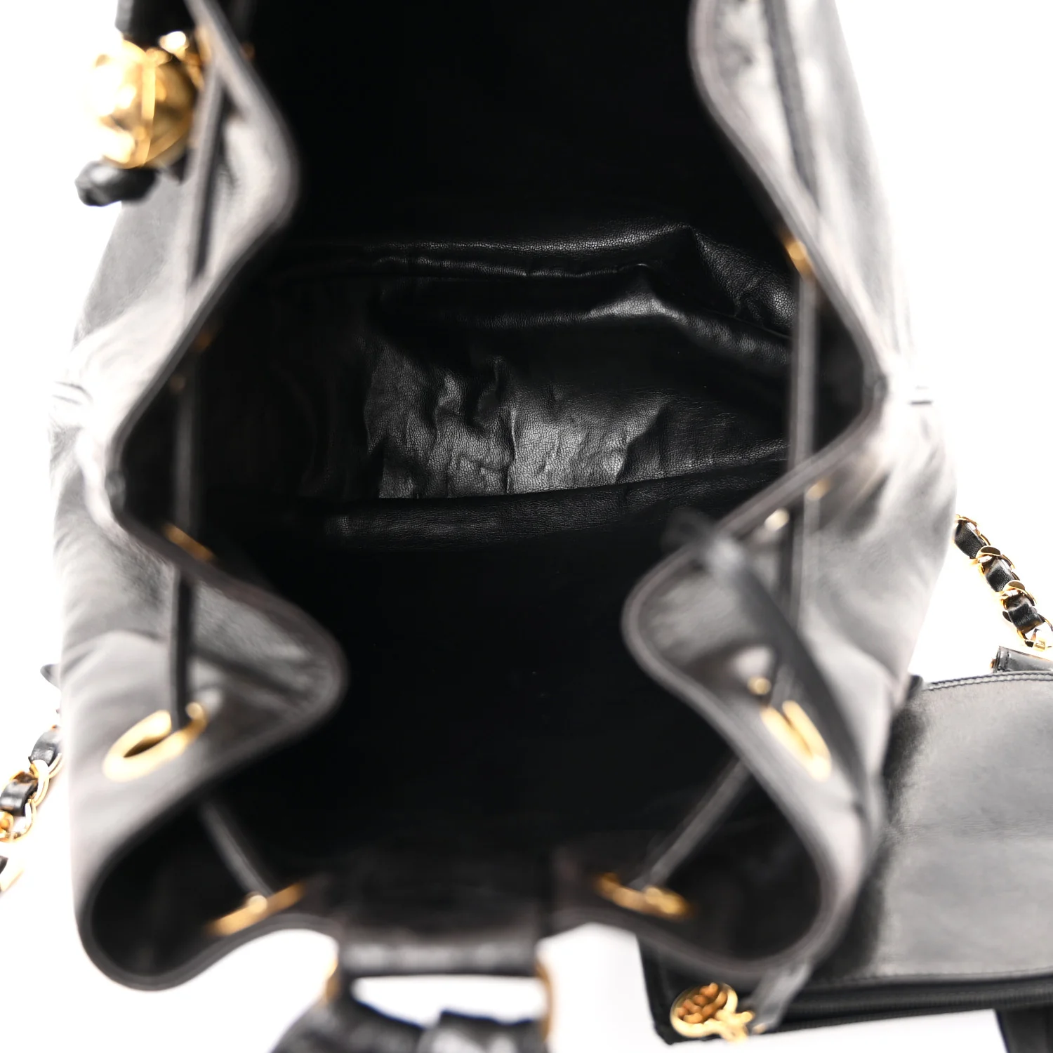 Lambskin CC Drawstring Backpack Black