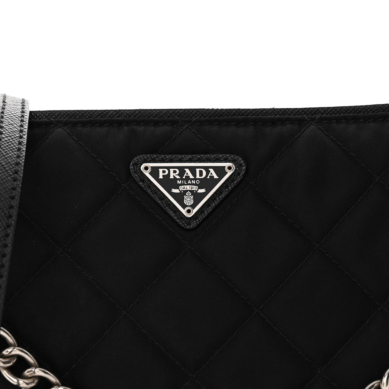 Nylon Tessuto Impuntu Quilted Crossbody Bag Black