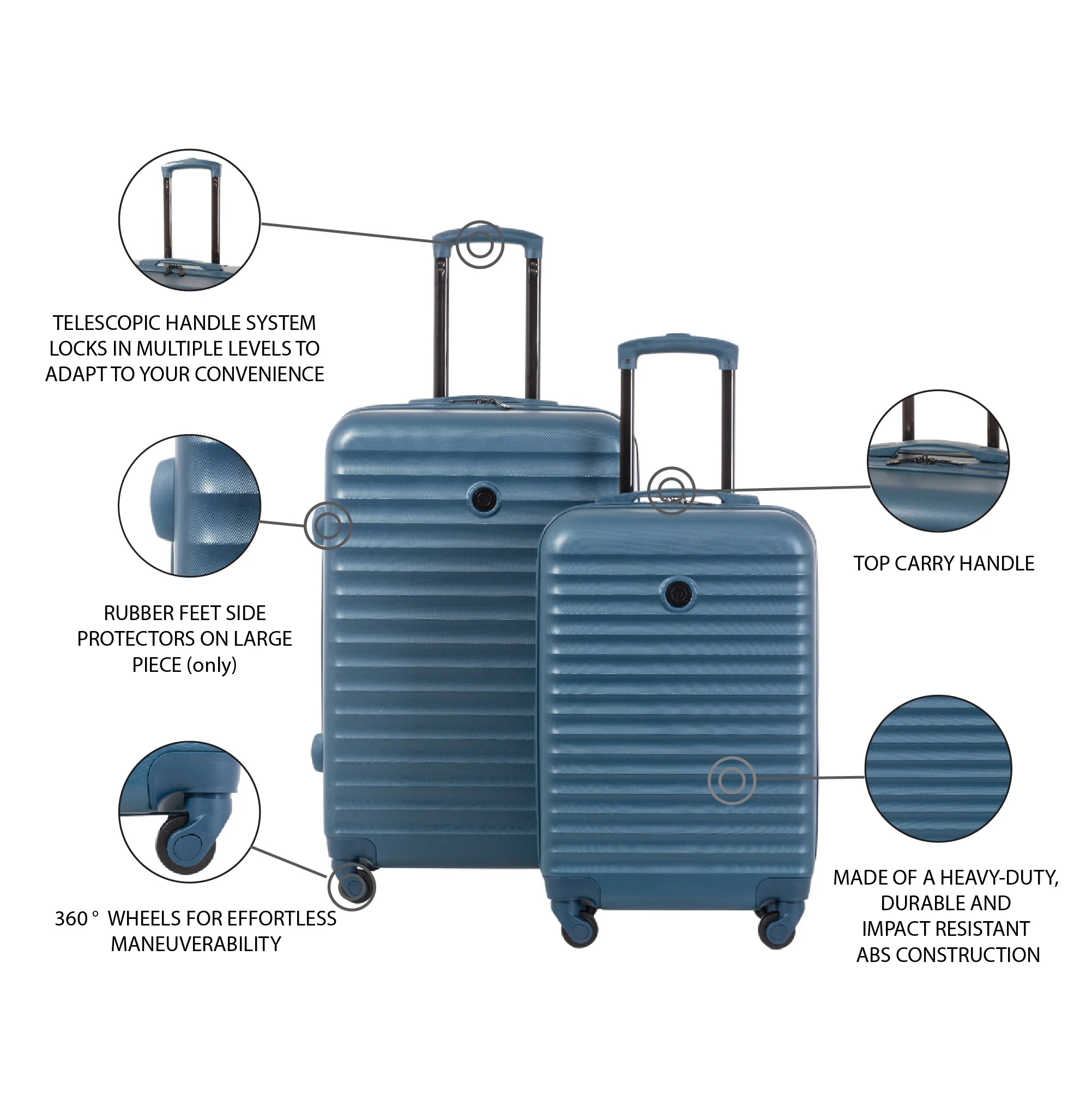 2-Piece Hardside Rolling Luggage Set, Blue(Blue) - Image 6