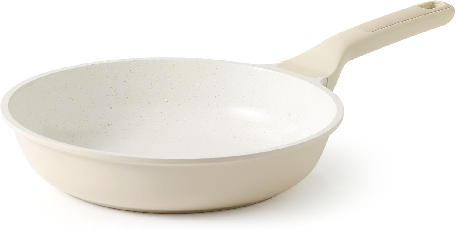 SENSARTE Nonstick Ceramic Frying Pan Skillet, 8 Inch Omelet Pan, Healthy Non Toxic Chef Pan, Induction Compatible Egg Pan with Heat Resistant Handle, PFAS-Free, White