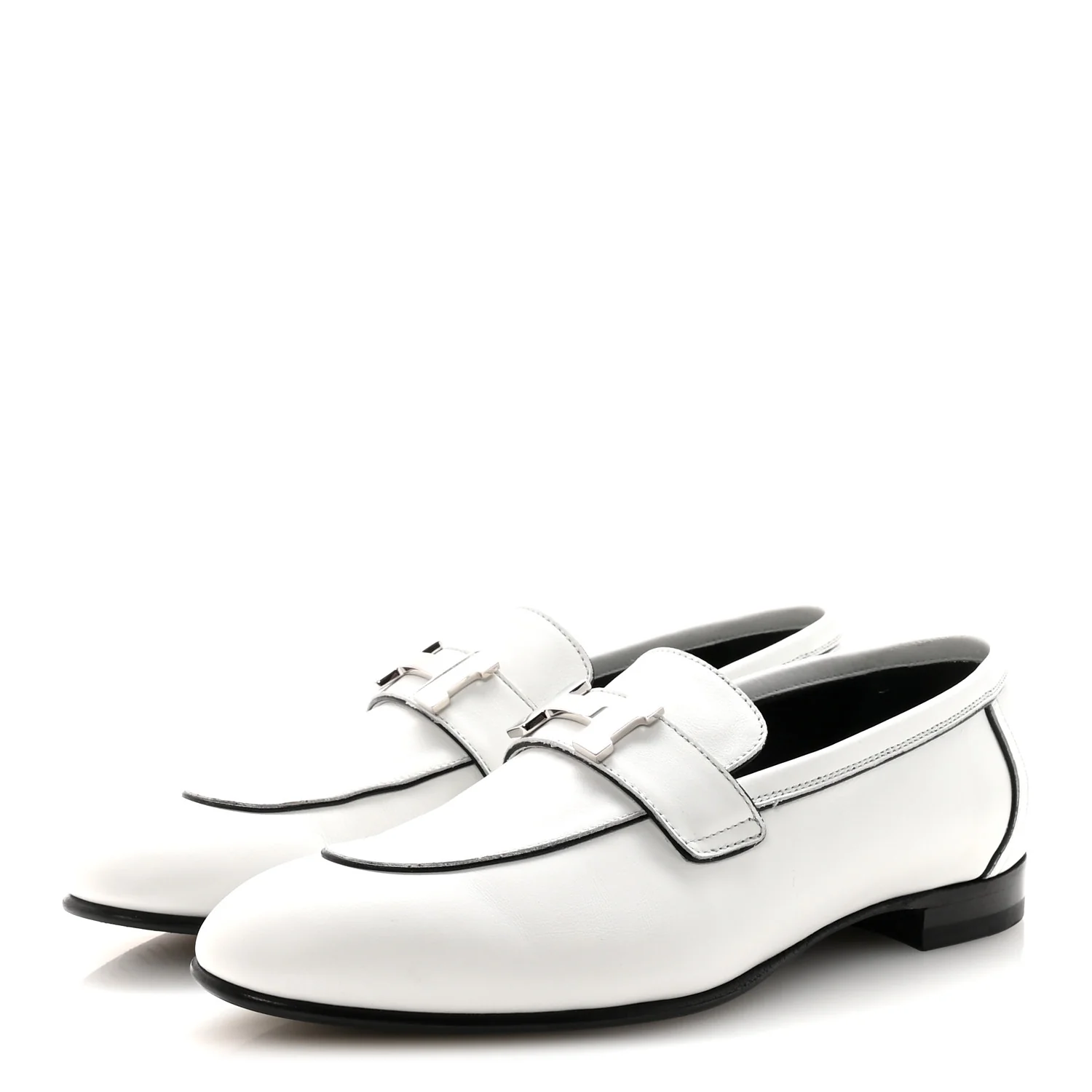 Calfskin Womens Paris Loafers 37.5 White