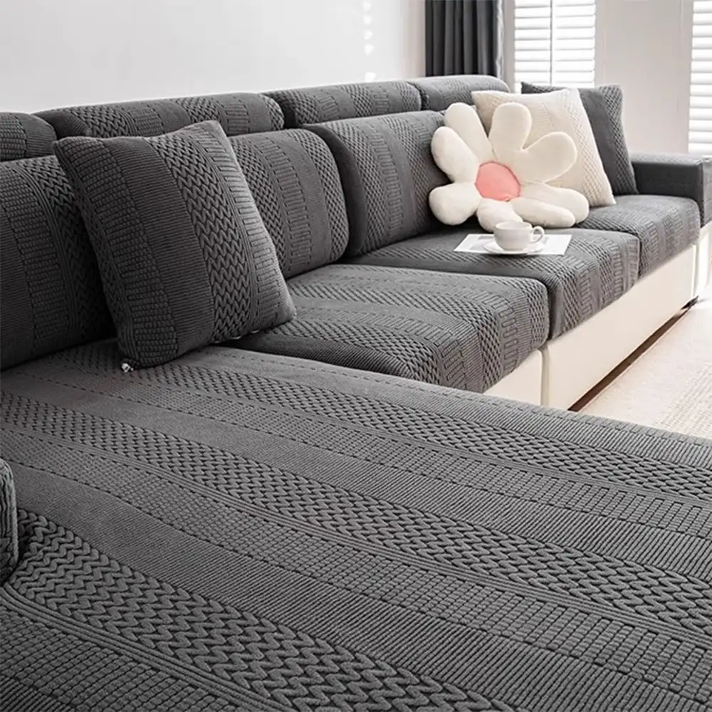 Polar Fleece Soft Antistatic Protection Sofa Stretch Full Wrap Sectional Couch Cover