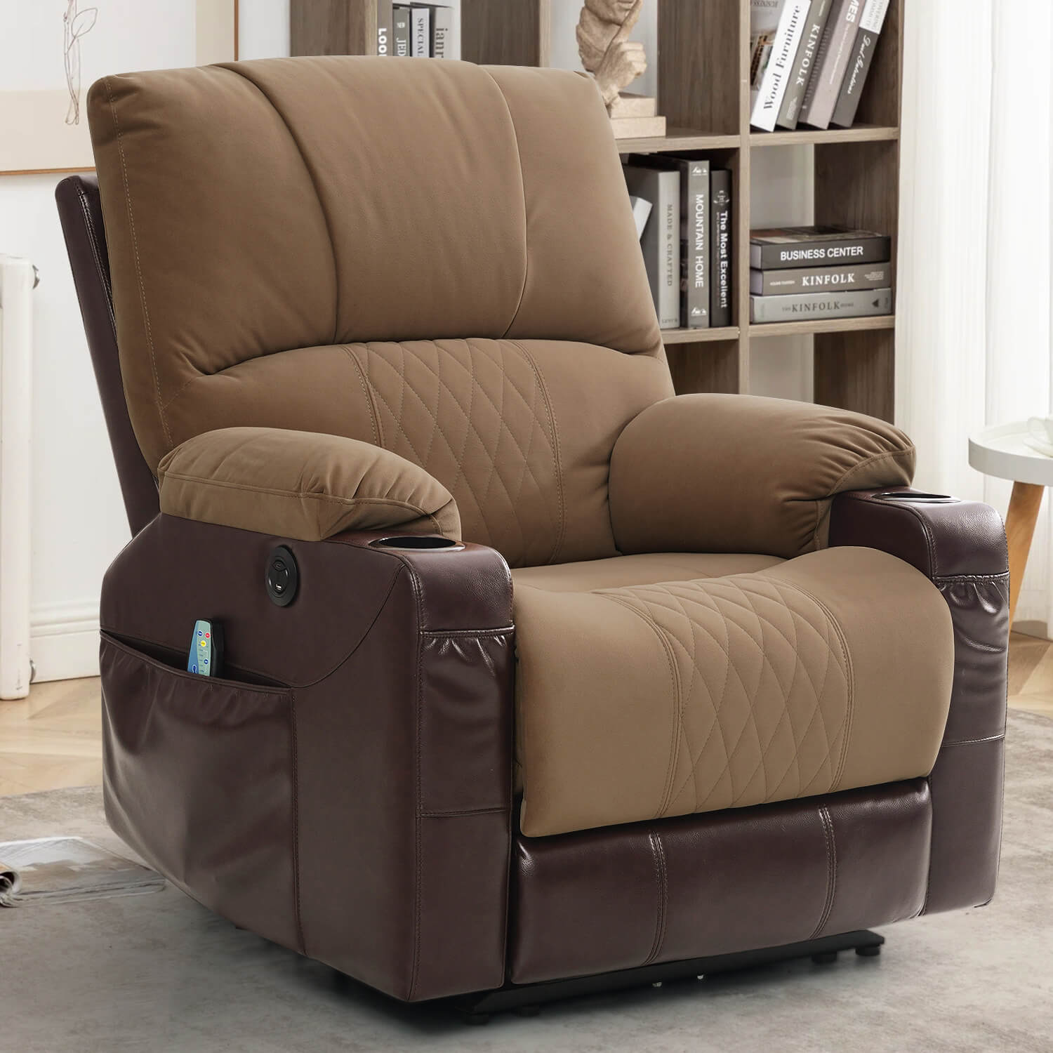 Fauteuil inclinable électrique avec chauffage et massage, format compact