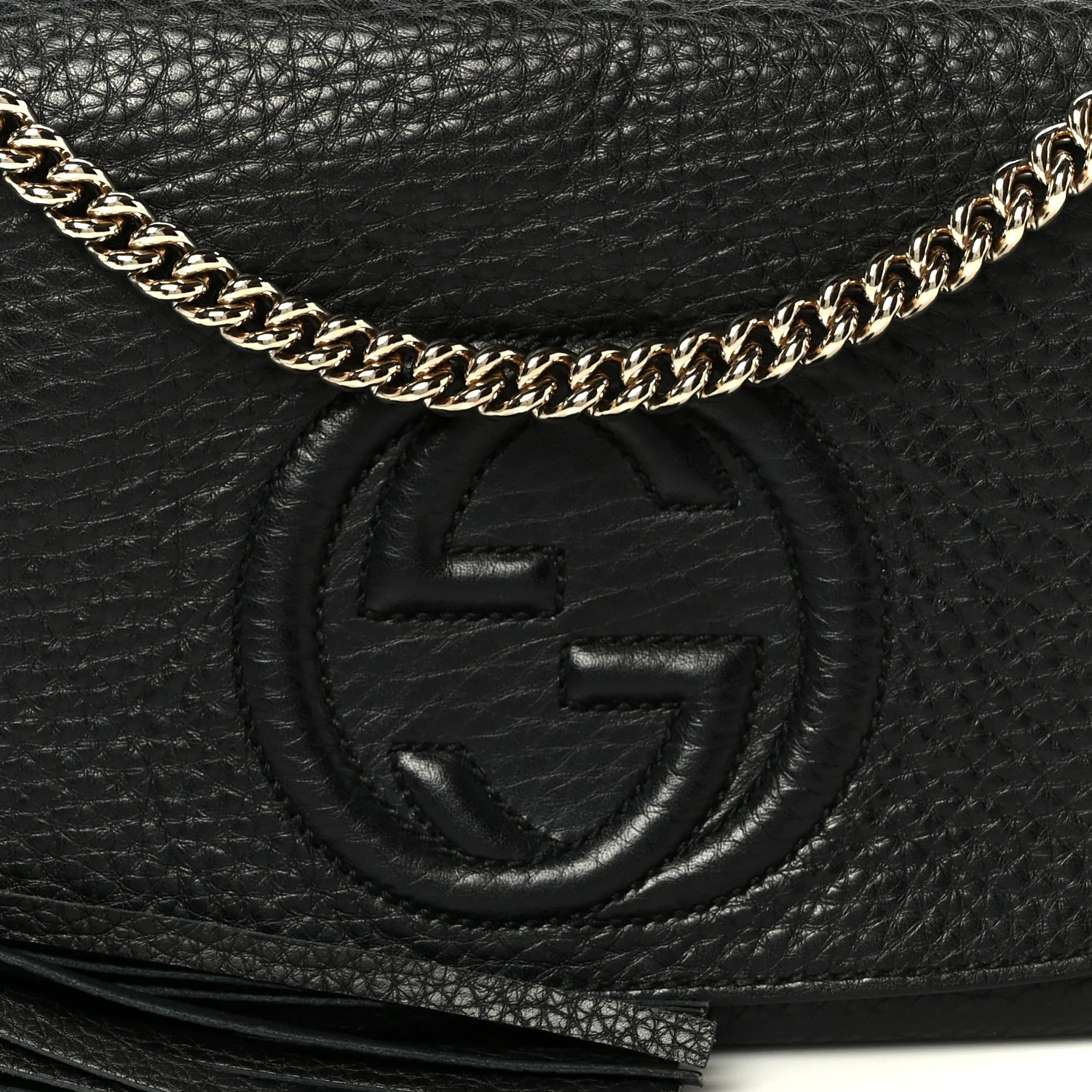 Pebbled Calfskin Medium Soho Flap Crossbody Black