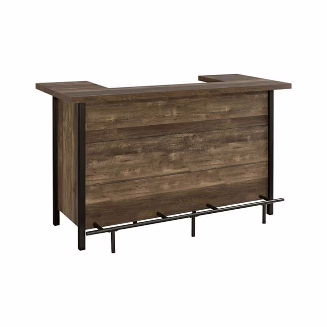 71 Inch Rectangular Home Bar Serving Unit Storage Shelves 2 Tiers Brown(Brown) - Image 5