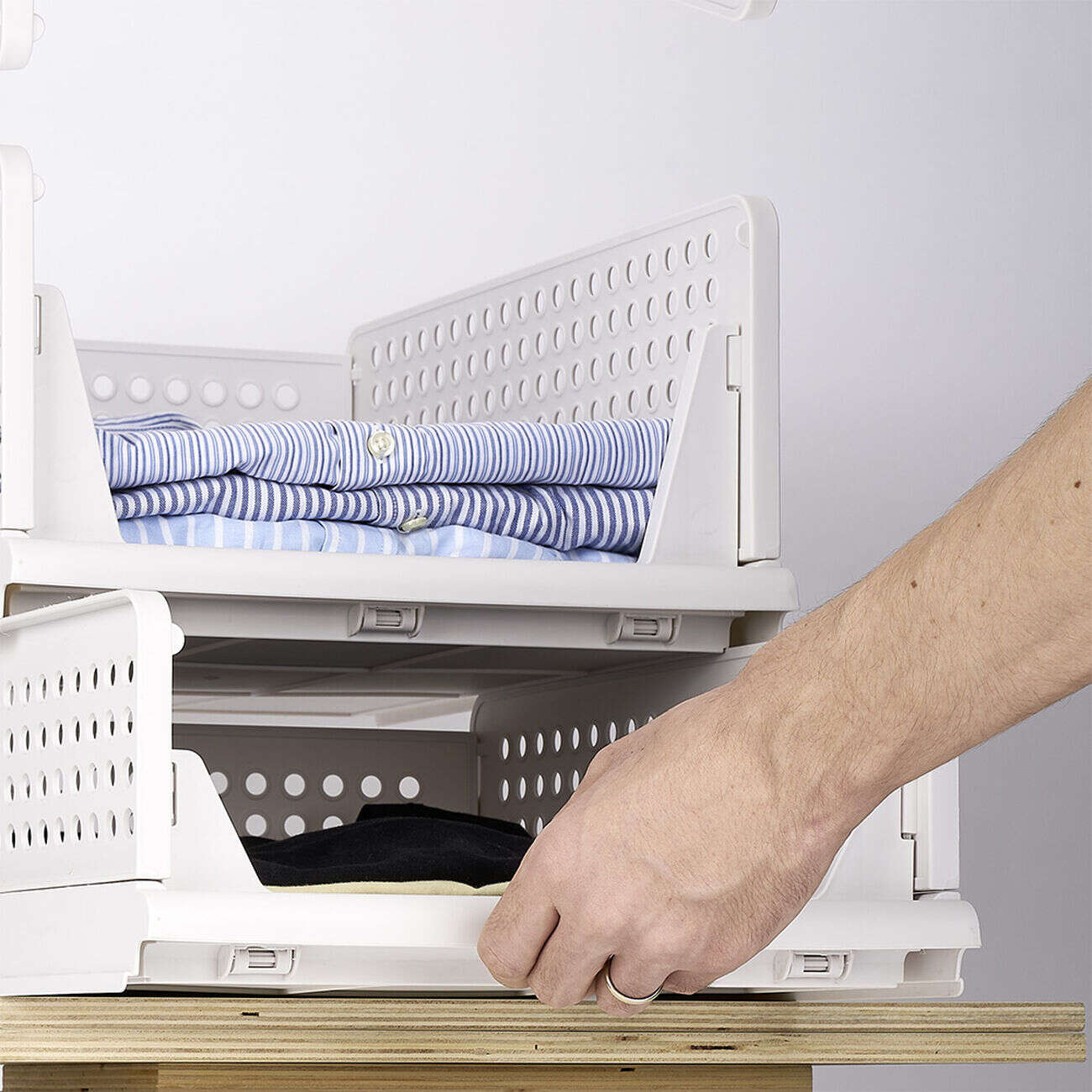 Rangement dressing superposable coulissant blanc grand modèle