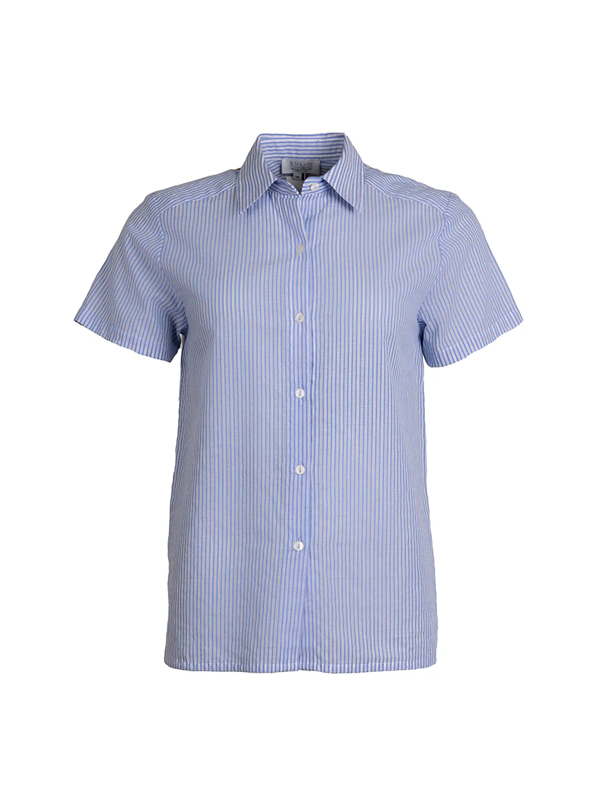 Chemisier en coton rayé bleu jean