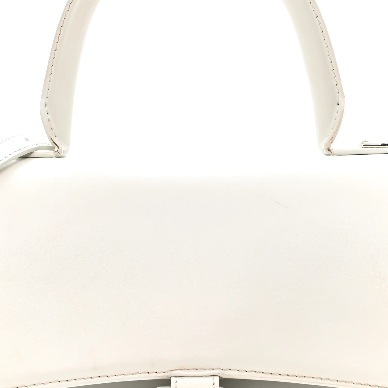Shiny Box Calfskin Tonal B Hourglass Stretch Top Handle Bag White