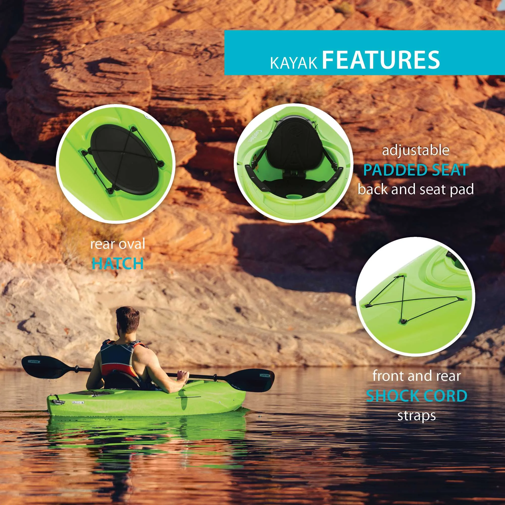 Lifetime Guster 10 Sit - Inside Kayak - Lime Green (90527)