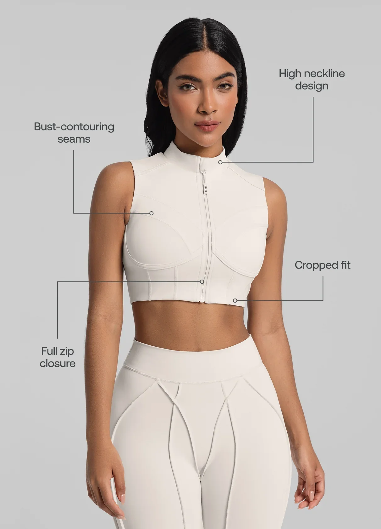 High-Neck Zip-Up Top