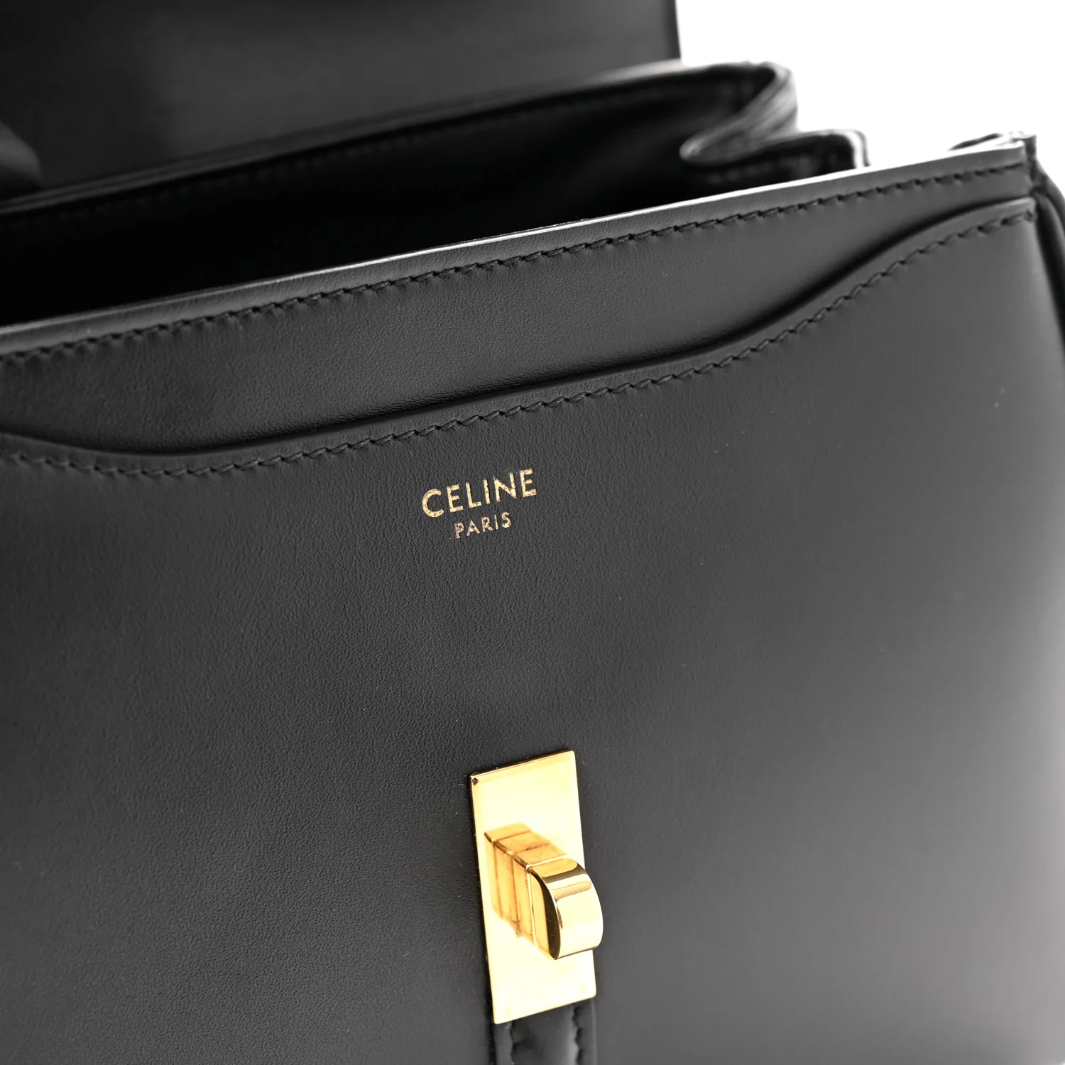 Satinated Calfskin Small 16 Top Handle Bag Black