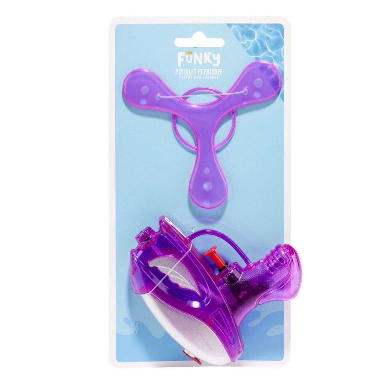 Pistolet à eau avec disque volant plastique 13x3xH25cm (2 modèles)