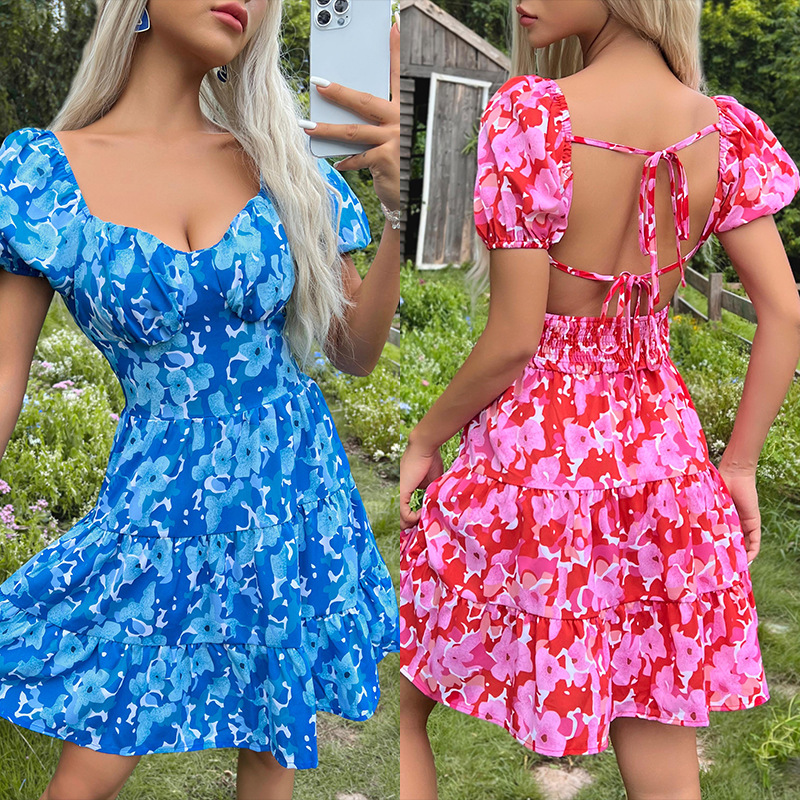 Robe courte imprimée douce pour les fêtes