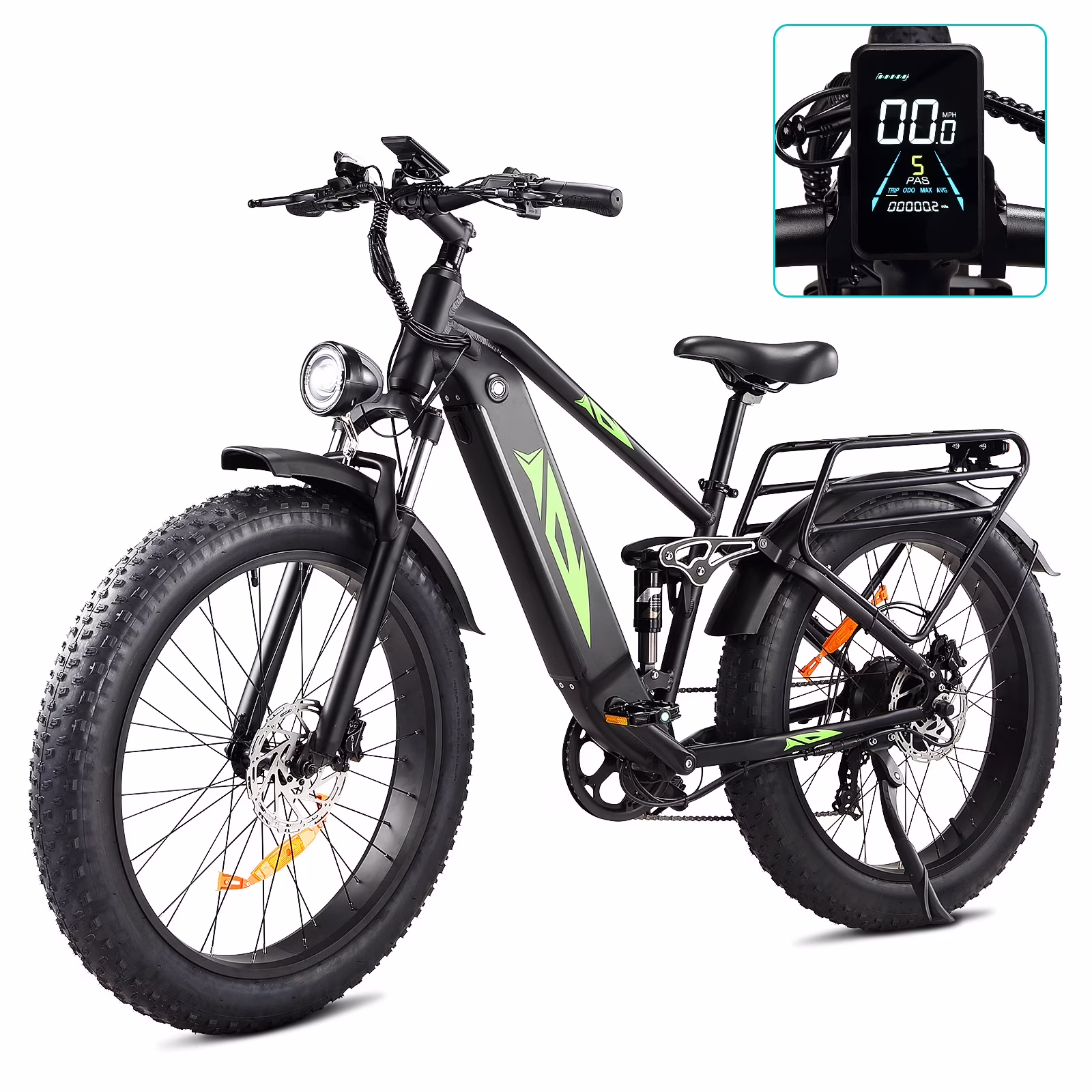 Electric Bike for Adults,1000W E Bikes for Men,26" Fat Tire Electric Bikes,48V 17.5AH Battery,28MPH,7 SpeedDual Hydraulic Disc Brakes,LCD Screen,60Miles Range,Electric Mountain Bicycle(gray with pattern) - Image 3