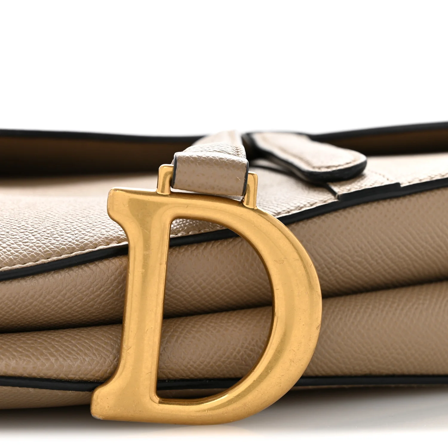 Grained Calfskin Saddle Bag With Strap Taupe
