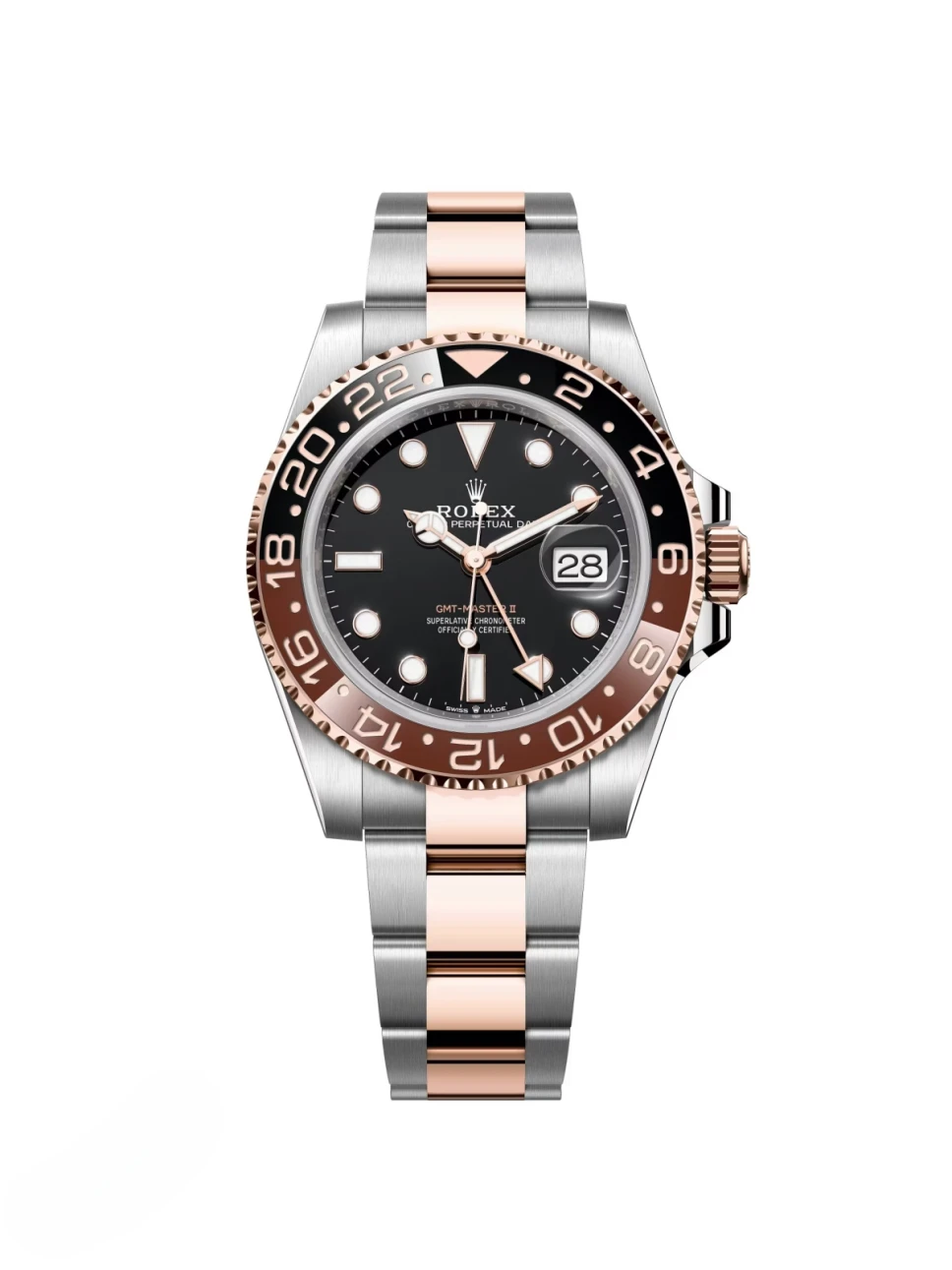 [super clone]Rolex GMT Master II 40 Two Tone Rose Gold Rootbeer 126711CHNR