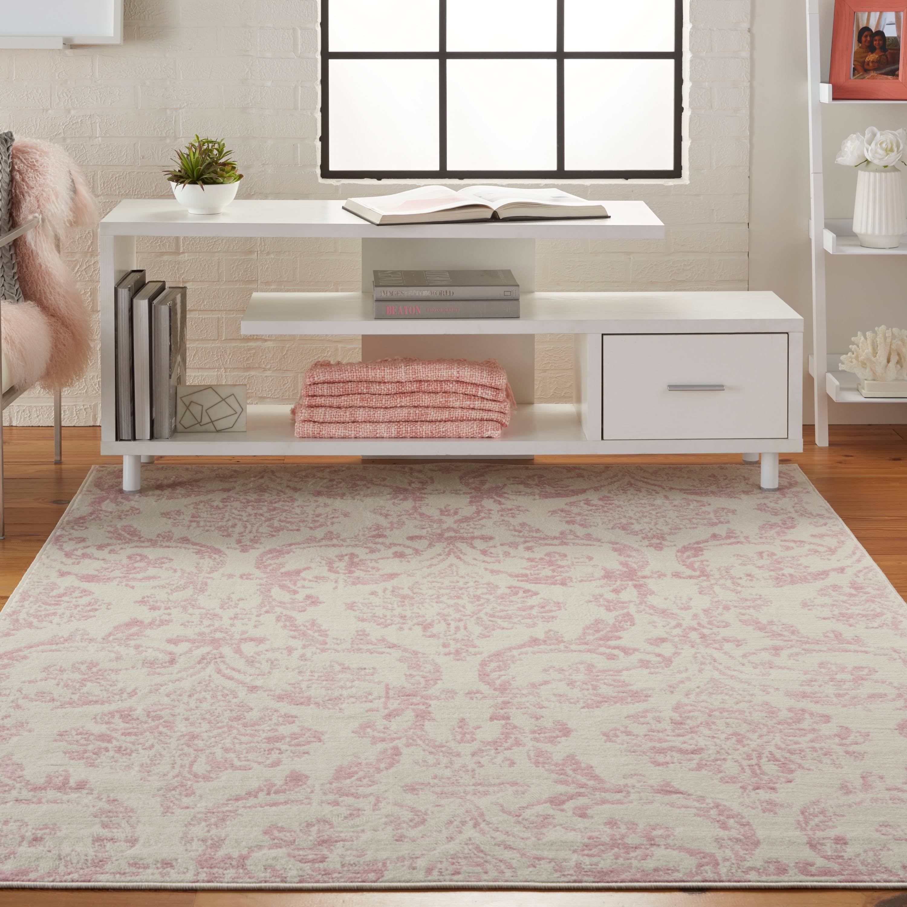 Nourison Jubilant JUB09 Area Rug | Ivory/Pink | 6' x 9'