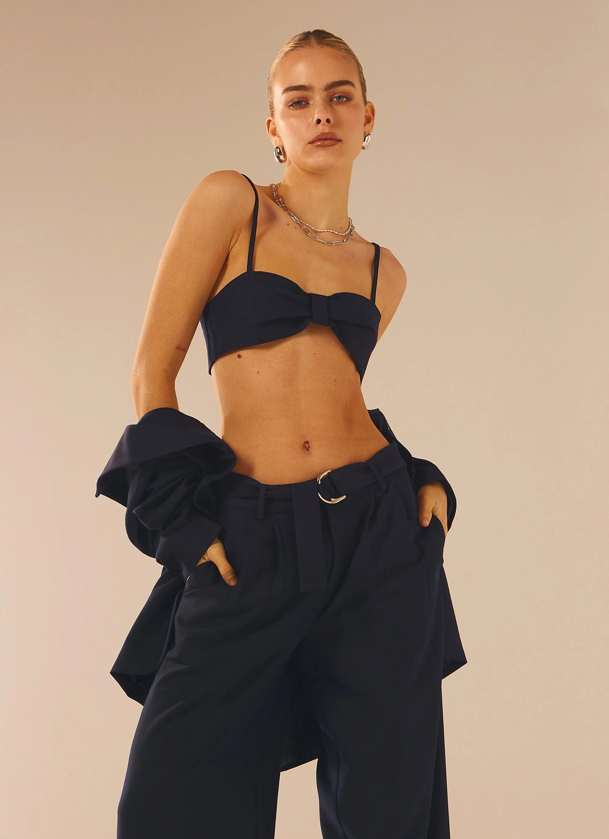 City Slicker Bandeau Top - Navy Ink