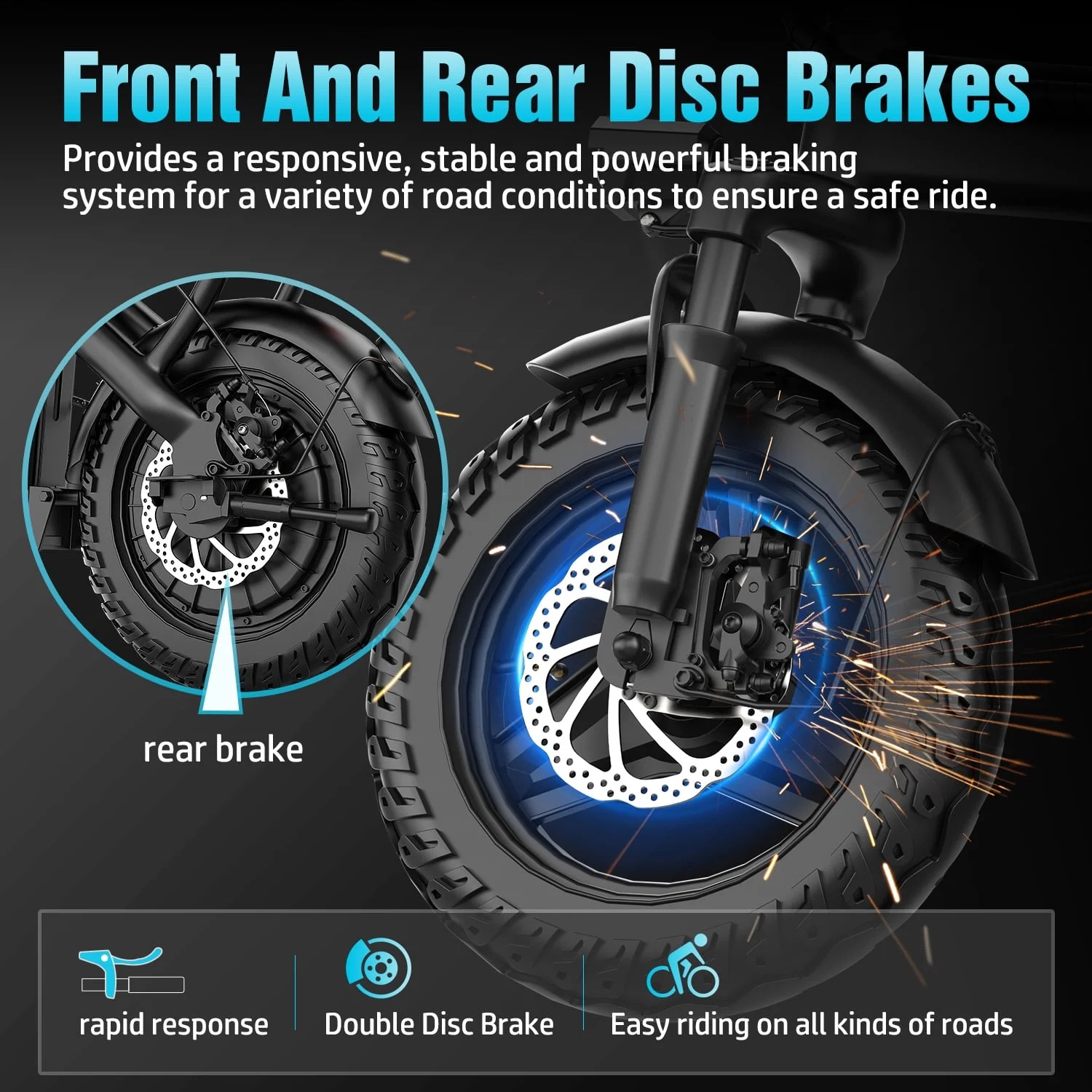14" Electric Bike with Dual Front Suspension��500W Folding Ebike, Up to 25Miles 20MPH, 48V Removable Lithium-Battery, Stylish 14" Foldable Commuting Electric Bicycle for Women Men - Image 2