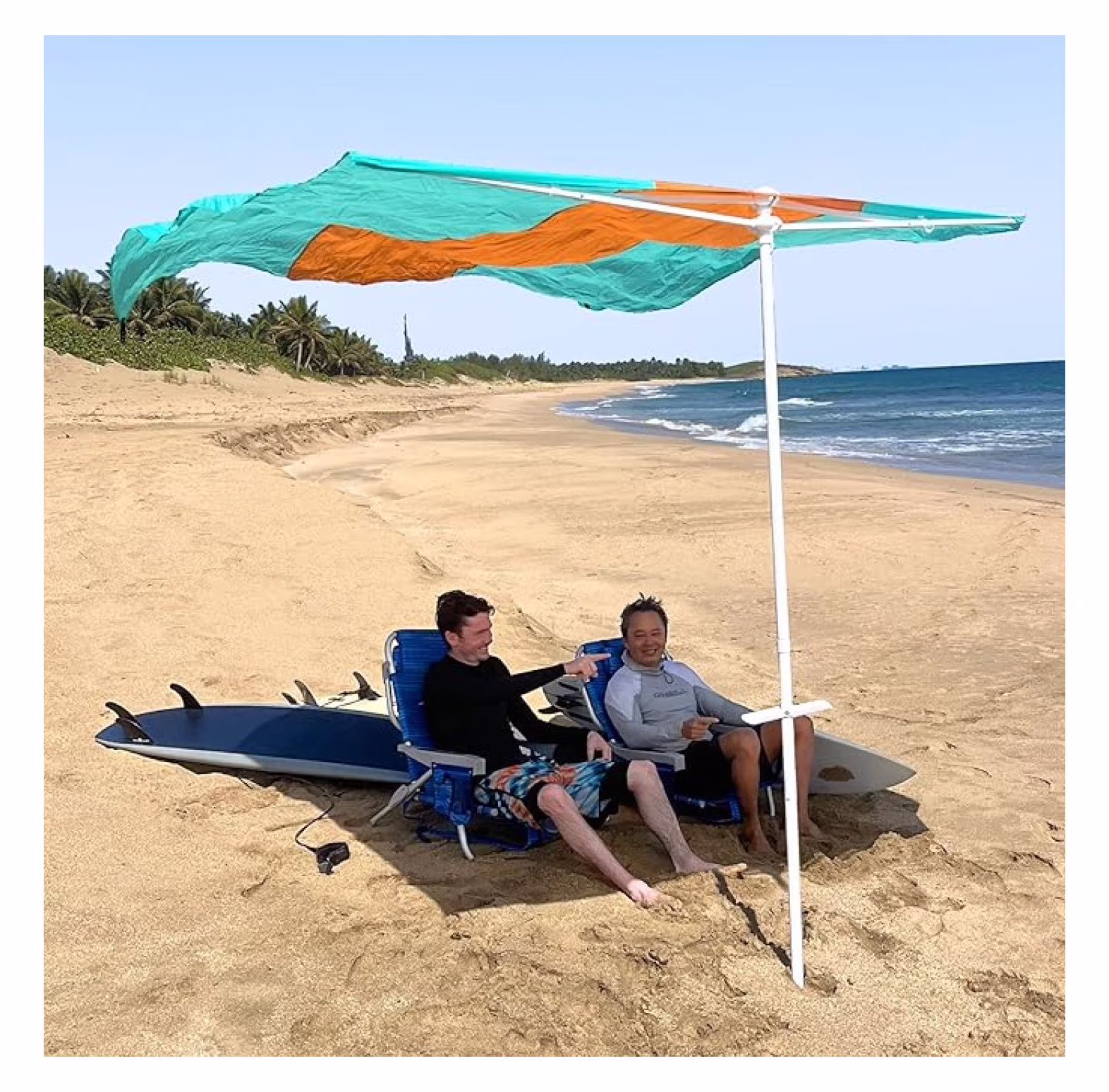 Beach Tent Wind Sun Canopy Portable Easy Set Up UPF 50+ No Assembly Requires 3-30 MPH 1 to 4 People 8 Foot X 8 Foot Fabric Top