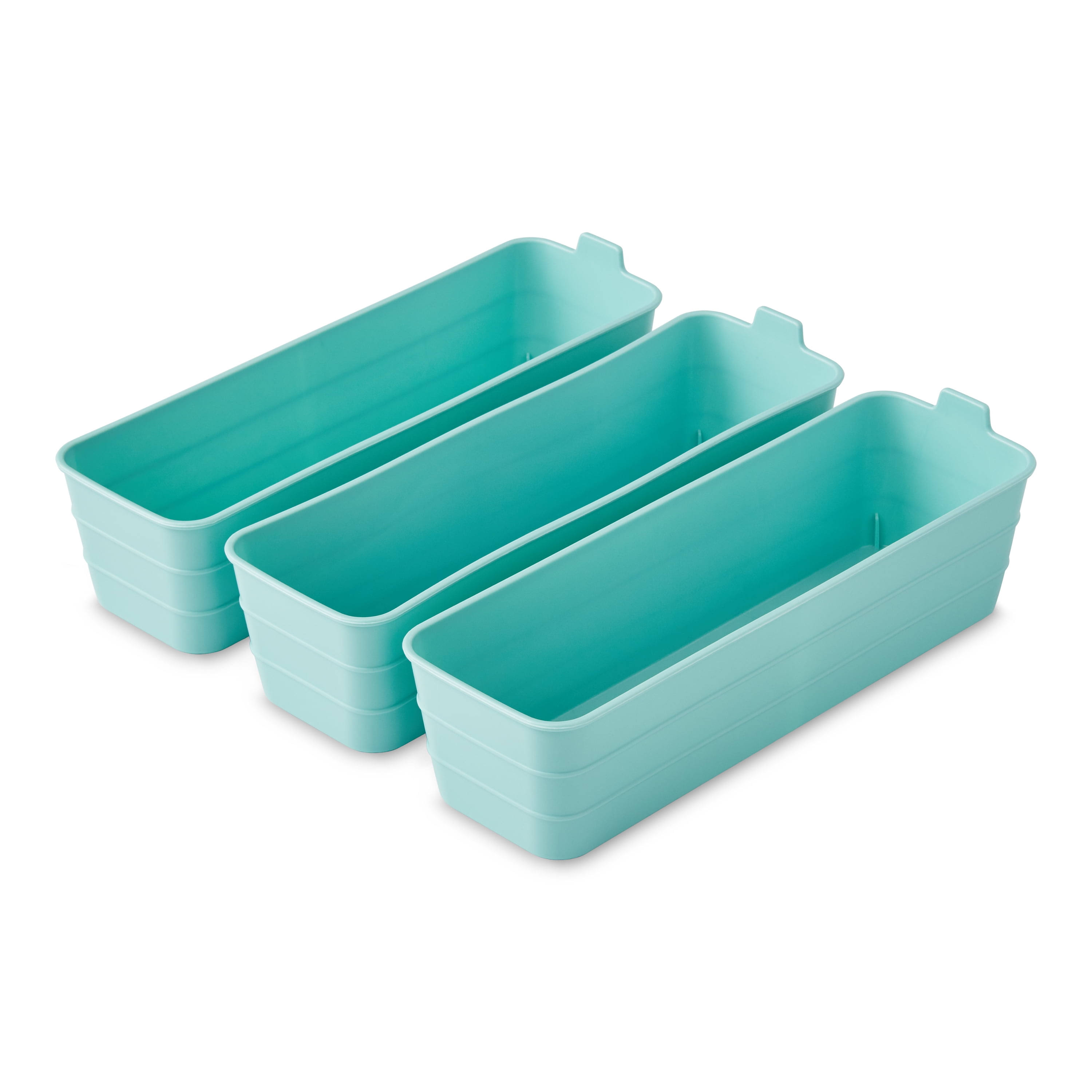 Mainstays Set of 3 Flexible Drawer Storage Organizers, 10.4 inch x 3.2 inch x 2.9 inch, Green
