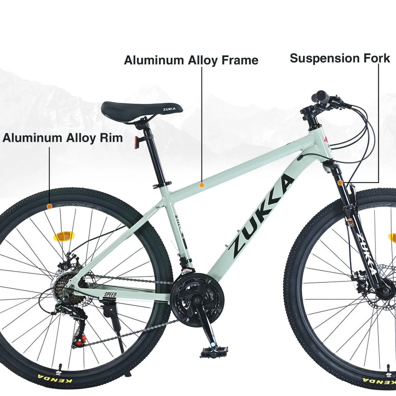 27.5 Alloy MTB, 21-Speed Shimano, Dual Disc Brakes, Suspension Fork, 1.95 KENDA All-Terrain Tires, 85% Assembled
