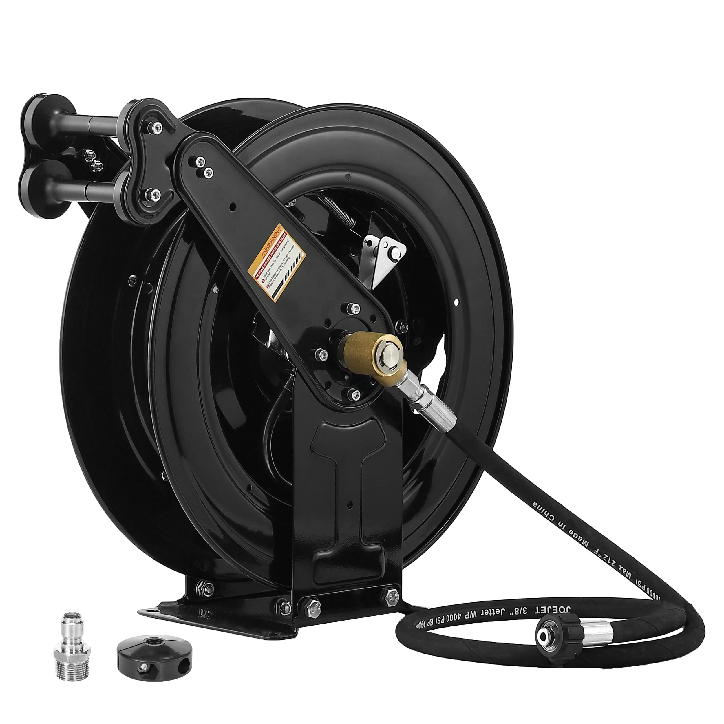 Auto - Retractable Pressure Washer Hose Reel, 50FT x 3/8