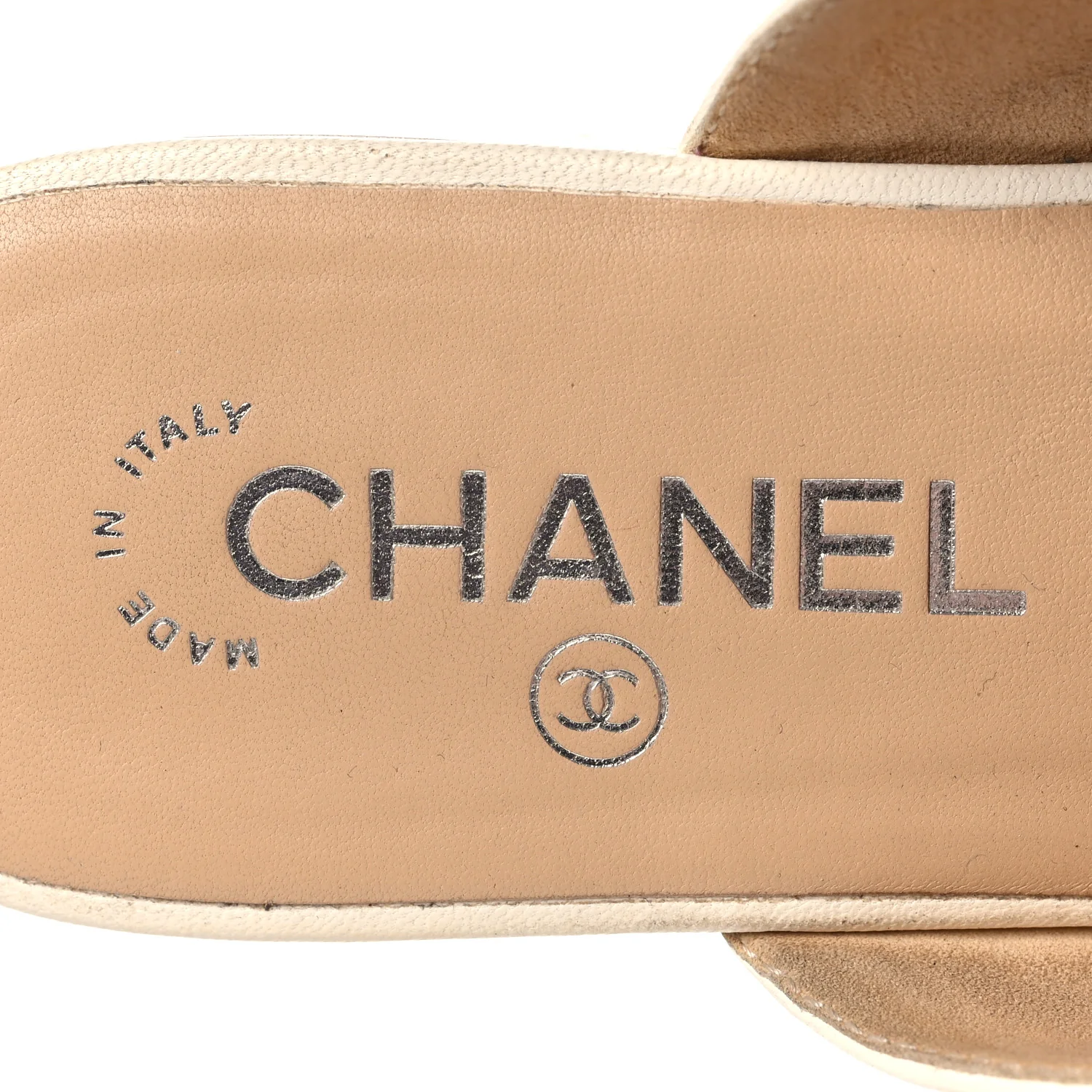 Lambskin Quilted Chain CC Mules 38 White