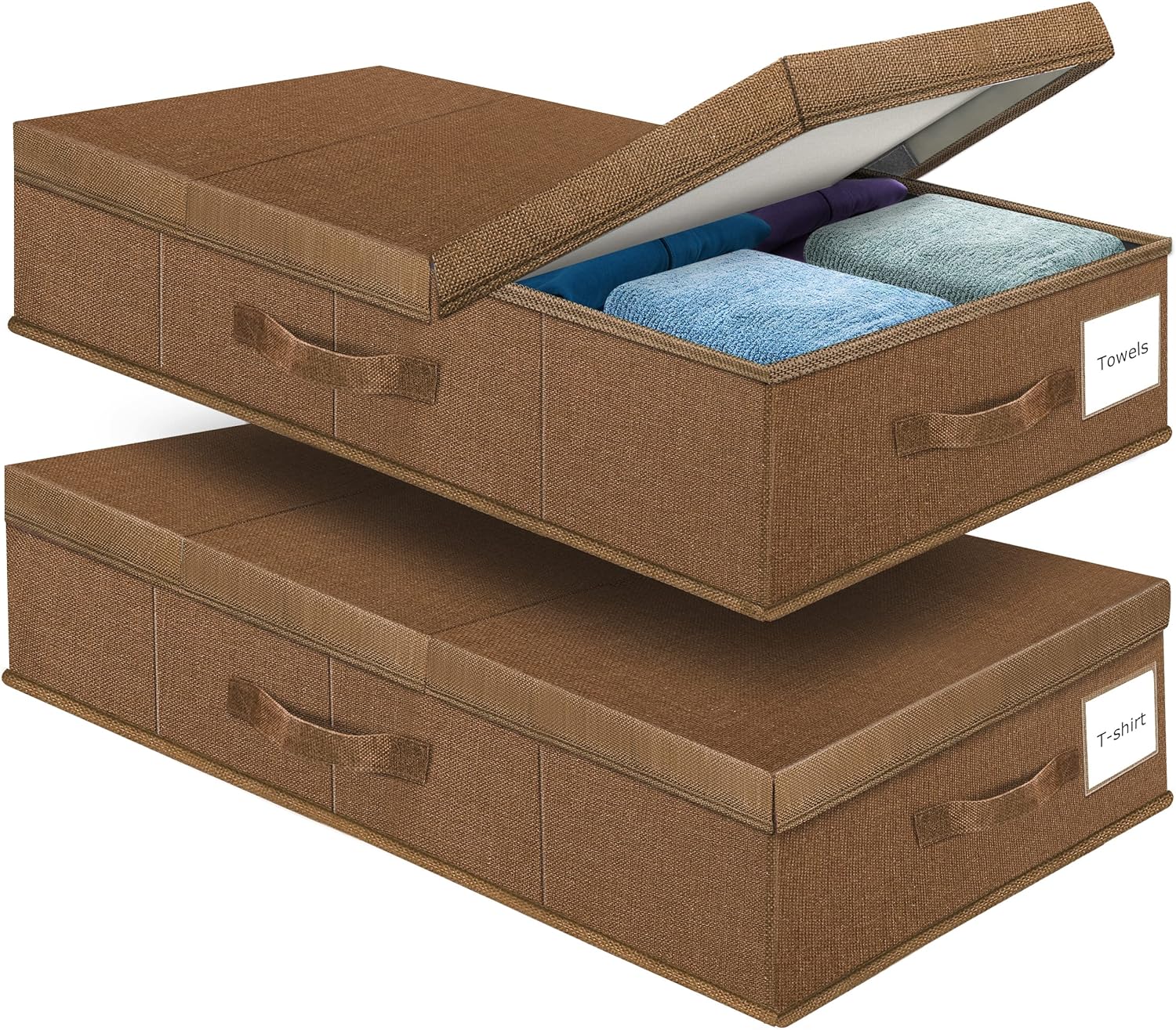 Supowin 2-Pack Large Underbed Storage Containers Bin with Lids, Dark Brown