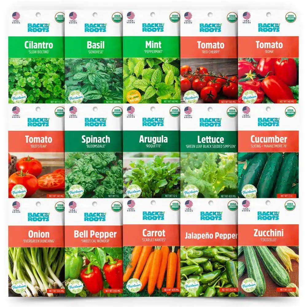 Back to The Roots 15pk Organic Garden Essentials Seed Variety