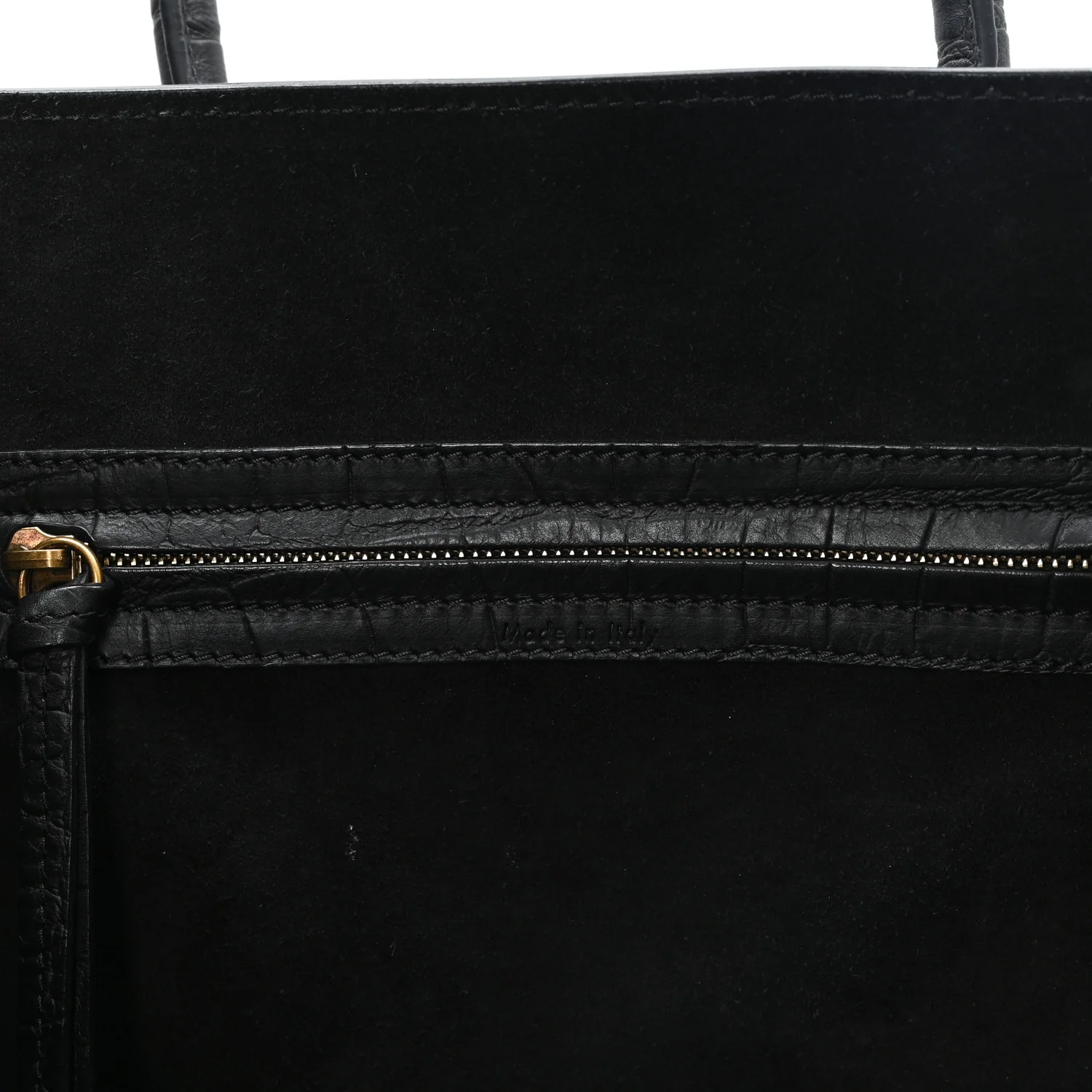 Crocodile Embossed Calfskin Medium Phantom Luggage Black
