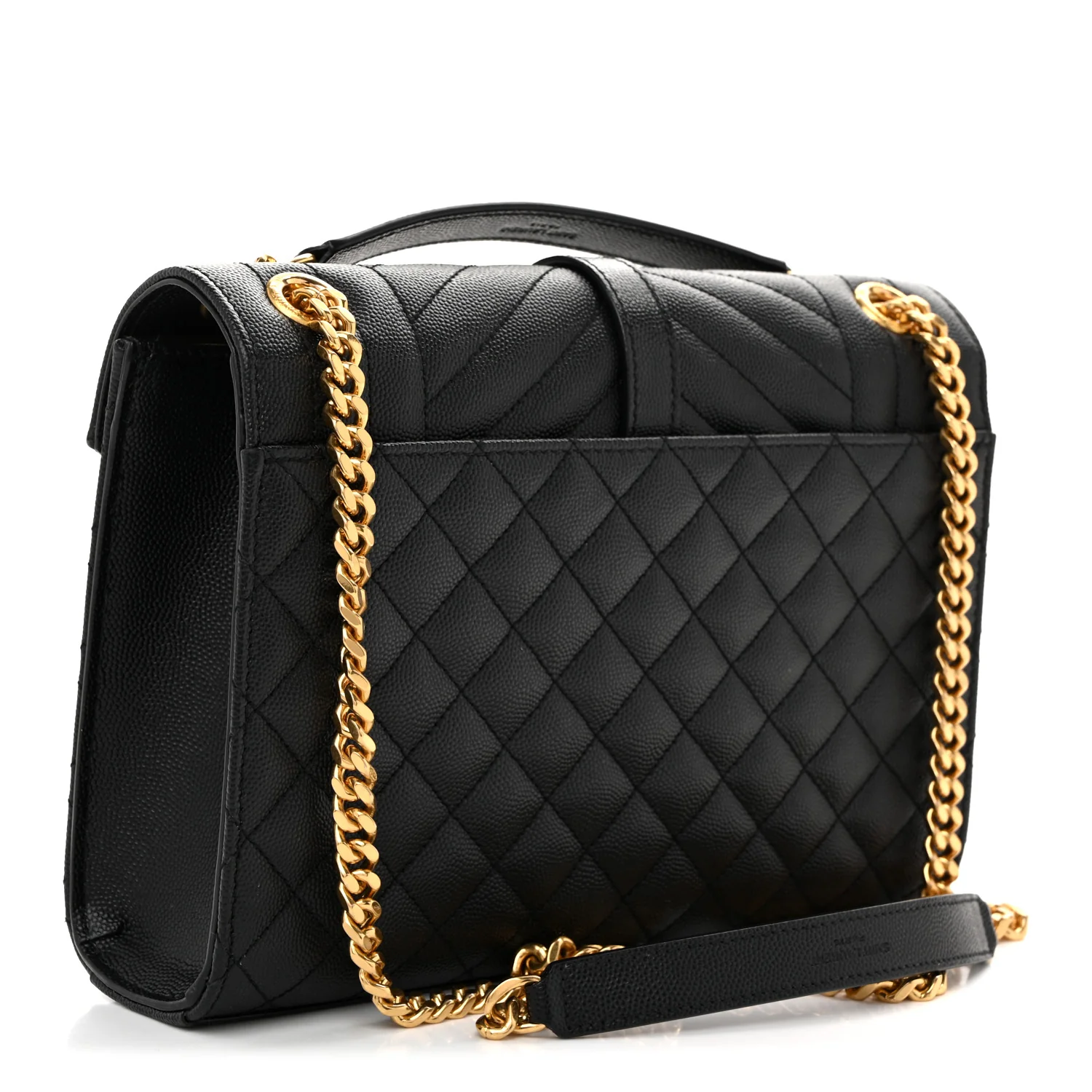 Grain De Poudre Textured Mixed Matelasse Triquilt Medium Monogram Satchel Black