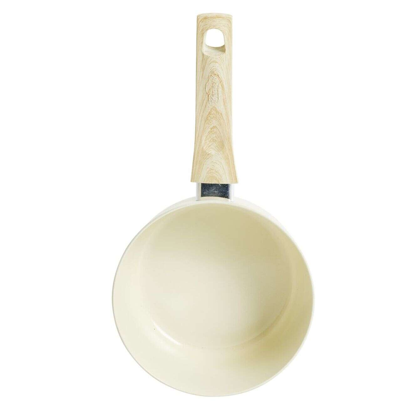 Casserole poignée effet bois aluminium et céramique beige Ø18cm