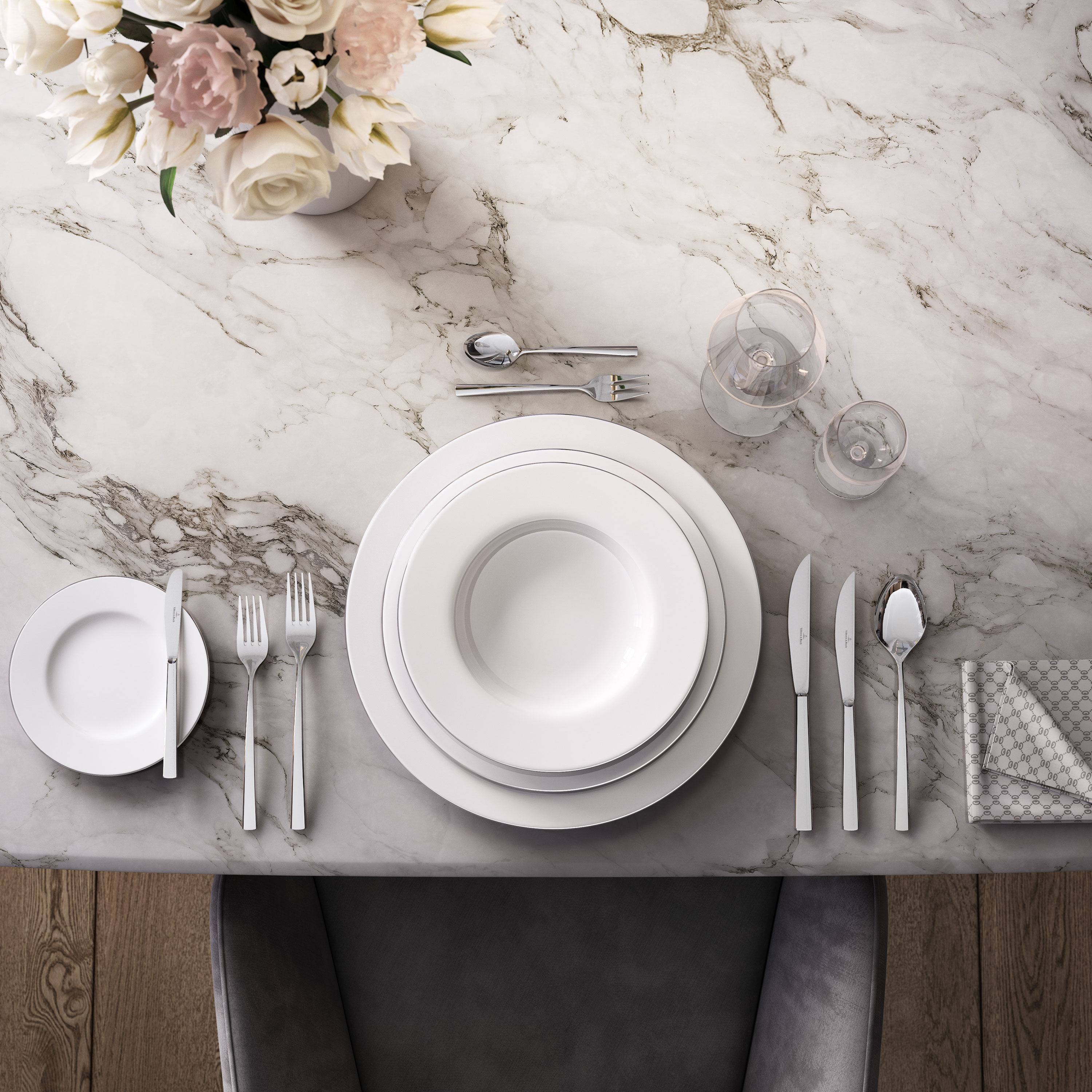 Anmut Soup bowl - White, 9.8'', Premium Bone Porcelain