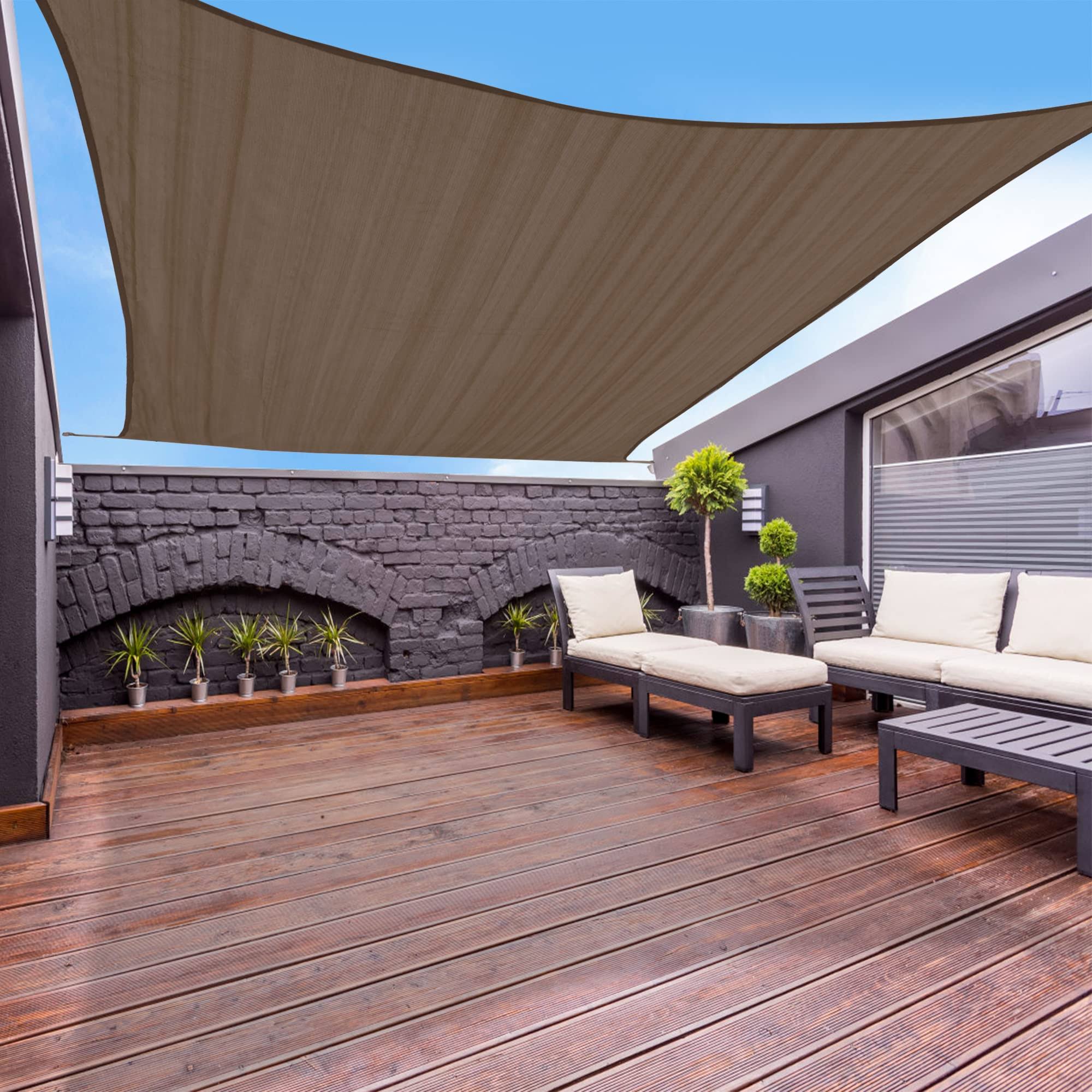 Garden Expert 16x16 Sun Shade Sail Brown Square Canopy Sail Shade for Patio Garden Outdoor Backyard