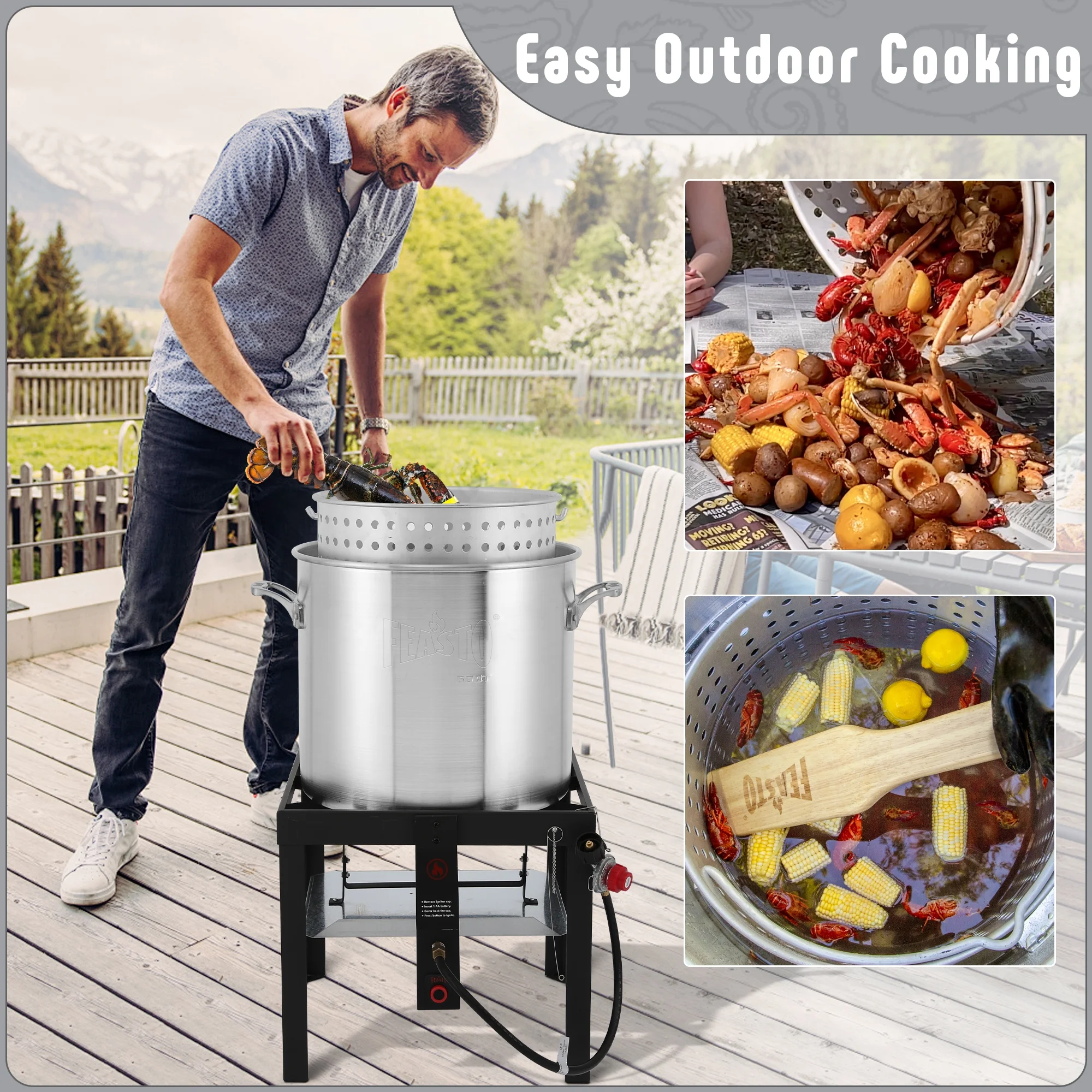 80 quart Seafood Boil Pot Kit with Electronic Ignitor(80 QT) - Image 8