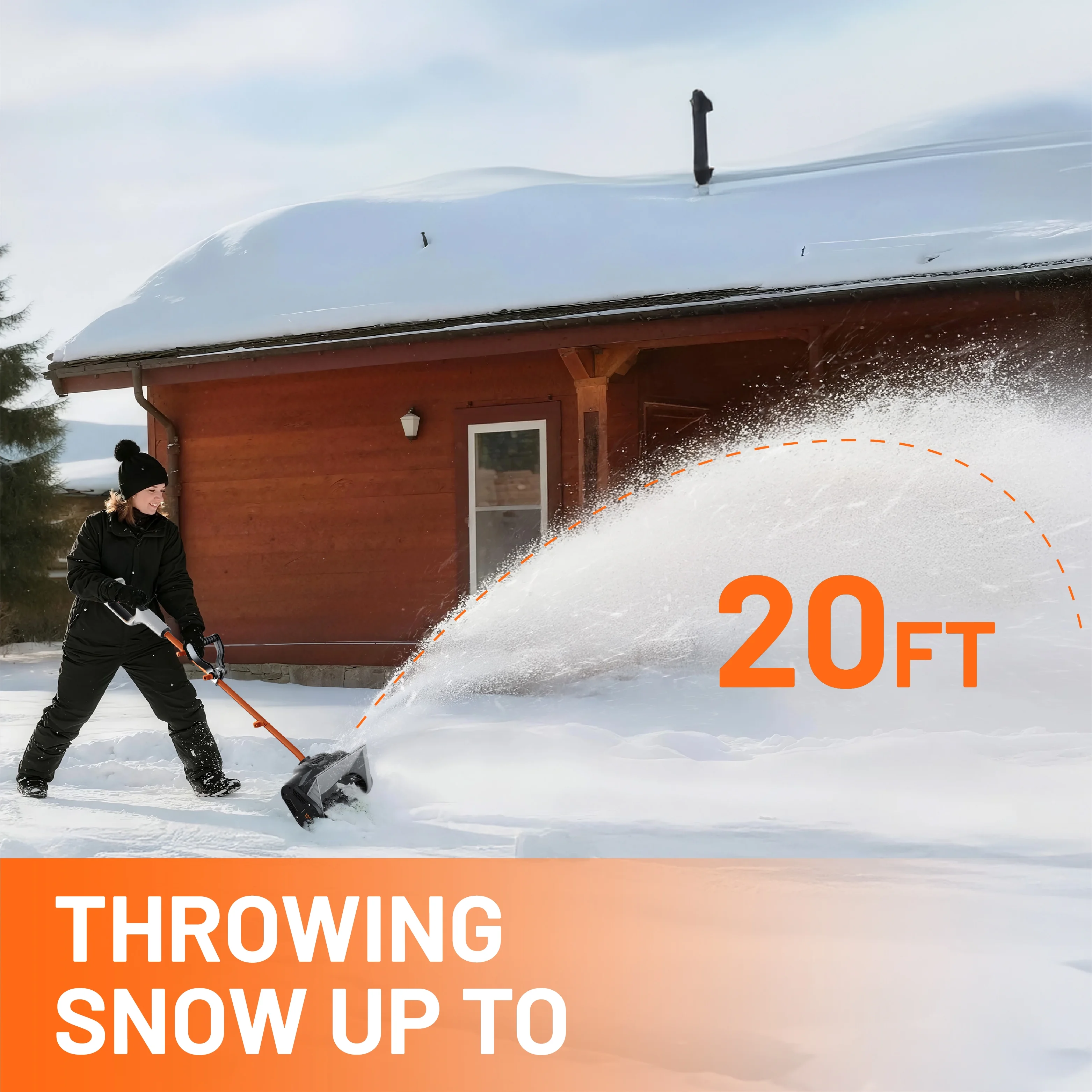 20V Cordless Snow Shovel, 13-inch Battery Powered Snow Thrower, with Auxiliary Handle and 4.0Ah+2.0Ah Portable Battery - Image 3