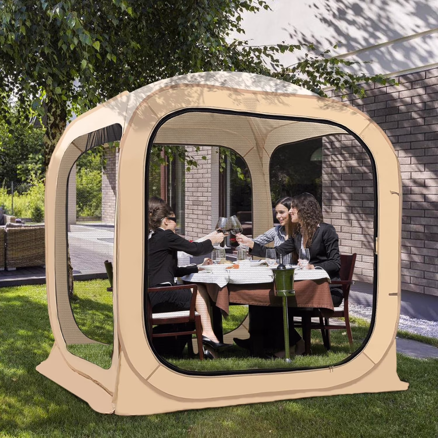 Sports Tent Pop up Weather Pod Outdoor Screen House Pod Tent Shelter for up to 6 People, 71in Large Instant Weatherproof Pop up Tent with Clear View for Camping(Mesh/71" x 71" x 71")