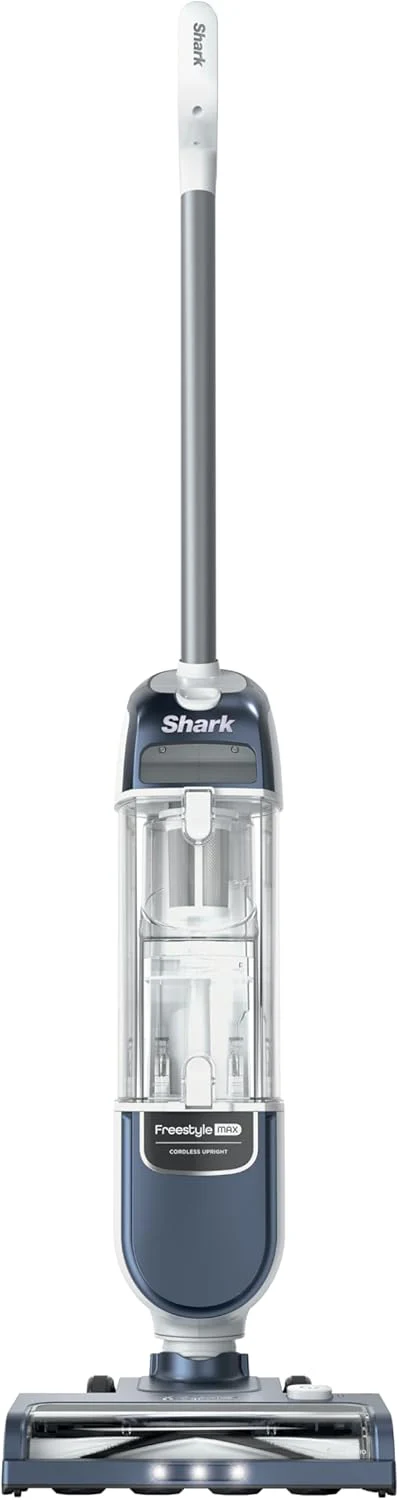 Aspirateur vertical sans fil Shark Freestyle Max, nettoyage multi-surfaces, léger, entretien facile, avec grand bac à poussière et brosse rotative à 2 vitesses, phares LED, bleu nordique, SV2002