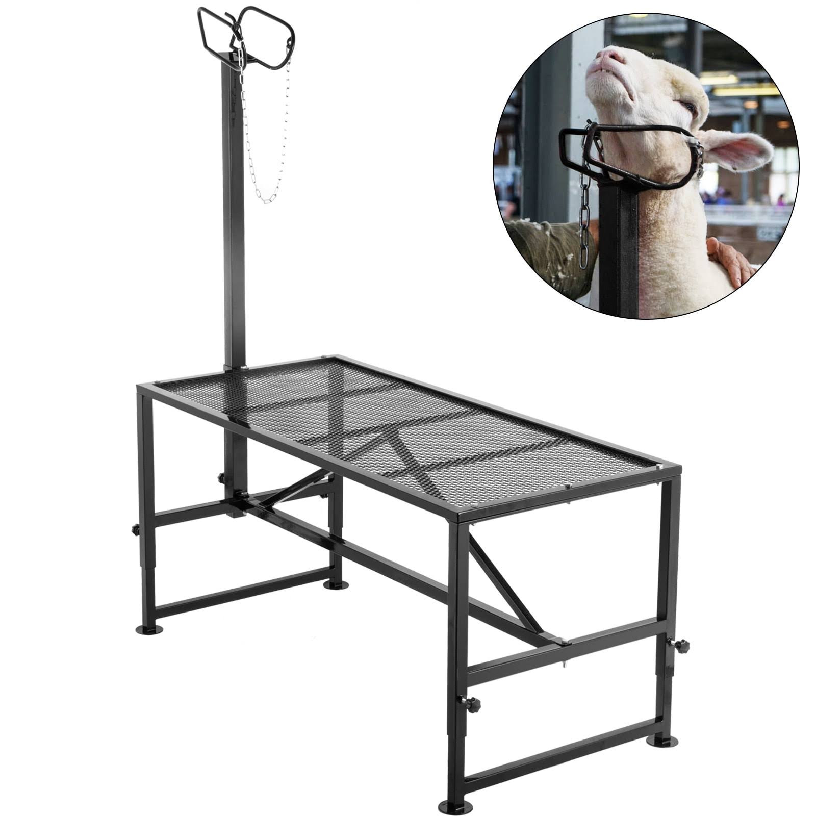 VEVOR 51x23inch Metal Frame Livestock Trimming Stand with Straight Head Piece - Black