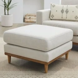 Better Homes & Gardens Springwood Square Wood Frame Ottoman, Charcoal Finish
