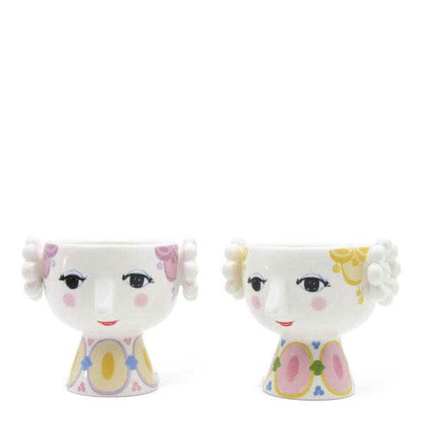 Eva telyslykt 6,5 cm 2 stk gul/lavendel