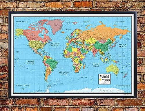 24x36 World Wall Map by Smithsonian Journeys - Blue Ocean Edition (24x36 Laminated)