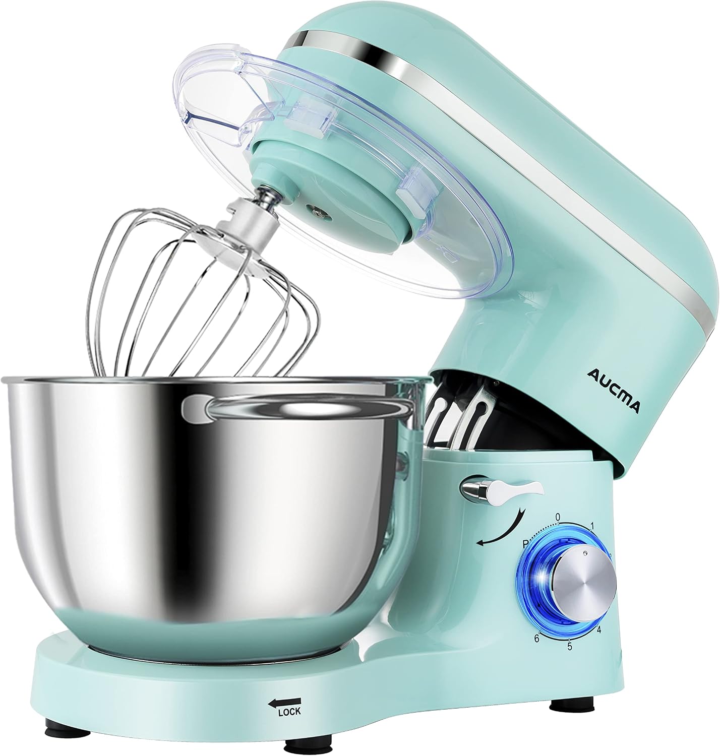 Aucma Stand Mixer, 6.5-QT 660W 6-Speed Tilt-Head Food Mixer, Kitchen Electric Mixer with Dough Hook, Wire Whip & Beater (Black, 6.5QT)