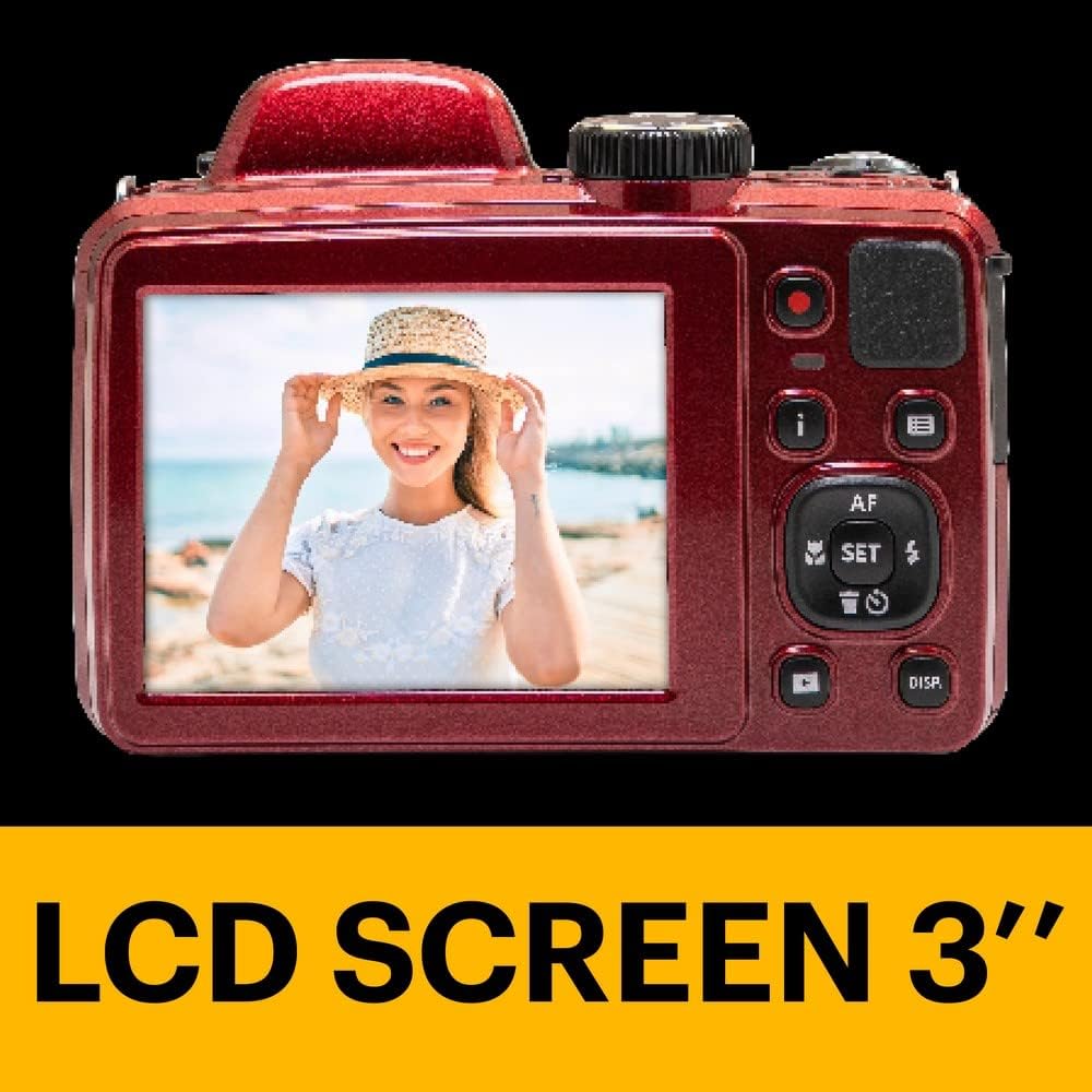 KODAK PIXPRO AZ425-RD 20MP Digital Camera 42X Optical Zoom 24mm Wide Angle 1080P Full HD Video Optical Image Stabilization Li-Ion Battery 3