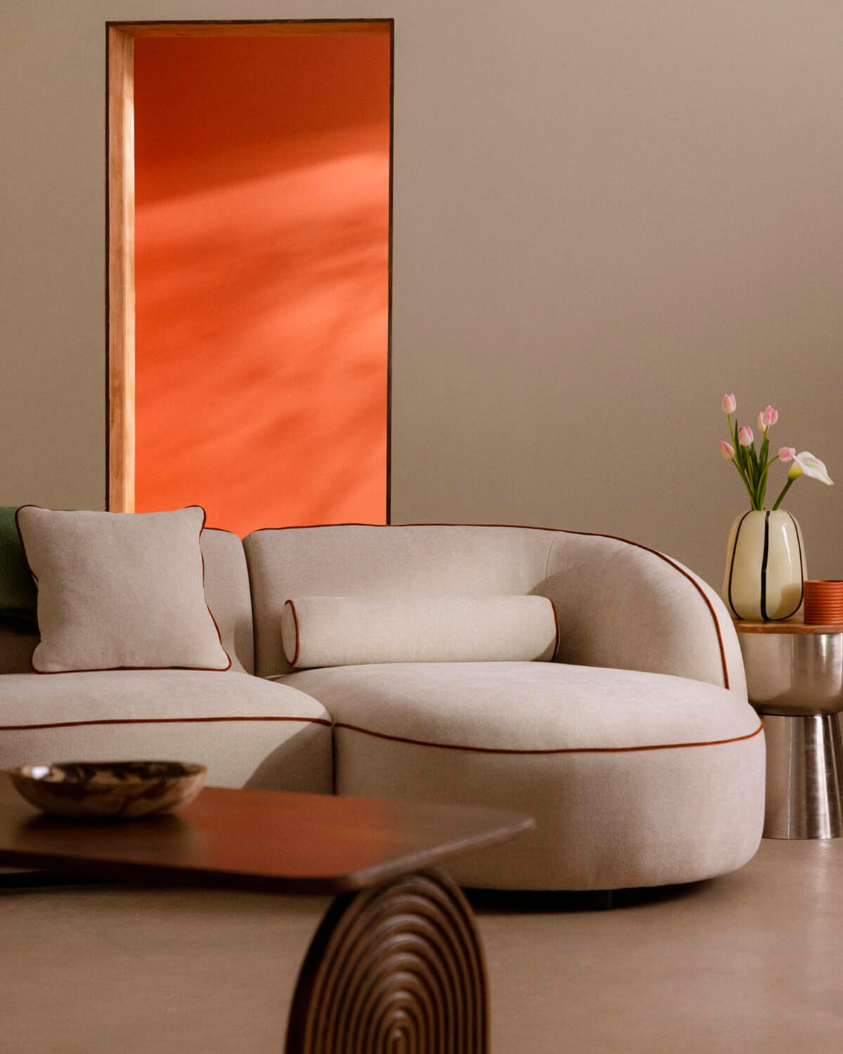 Ilham - Sofá Modular 5 Piezas con 2 Chaise Longue de Tela Ilham