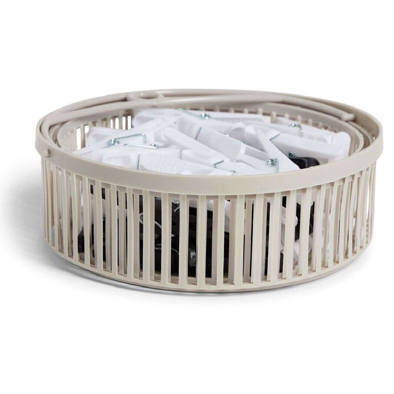 Panier avec 50 pinces à linge blanc - Ø20xH.17cm